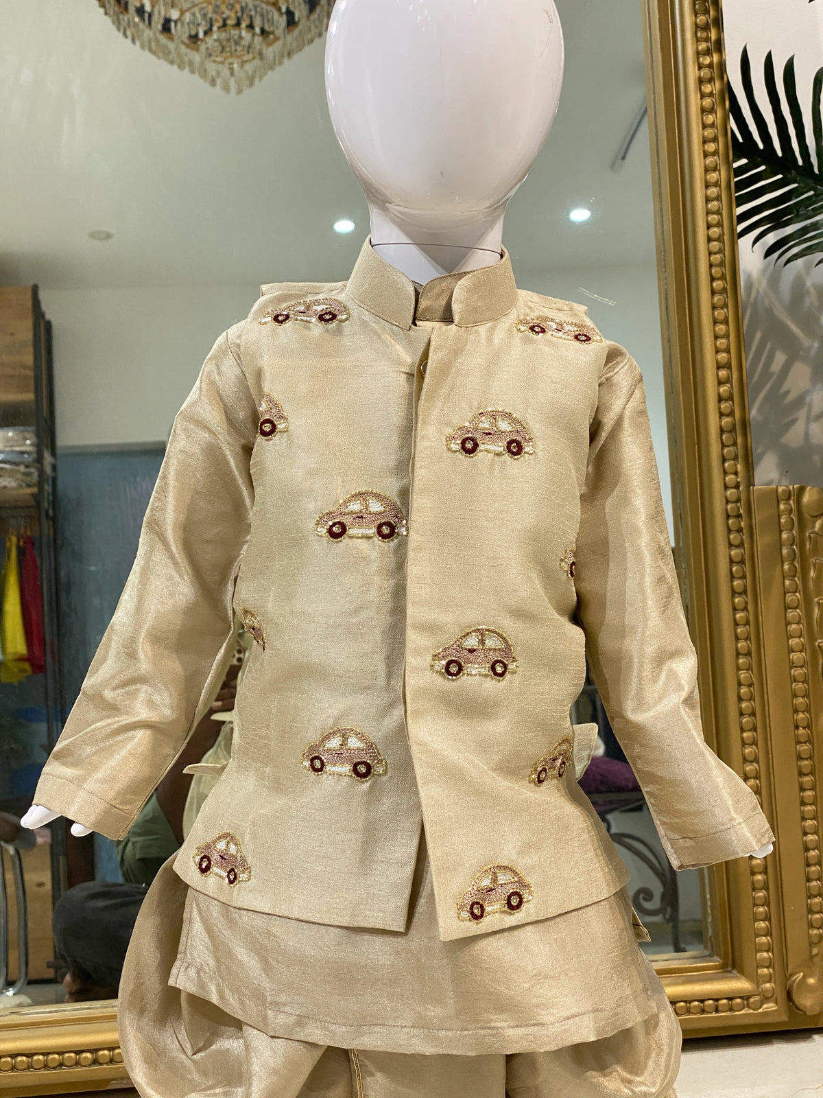 Car Embroidered Dhoti Set for Boys – Premium Ethnic Wear