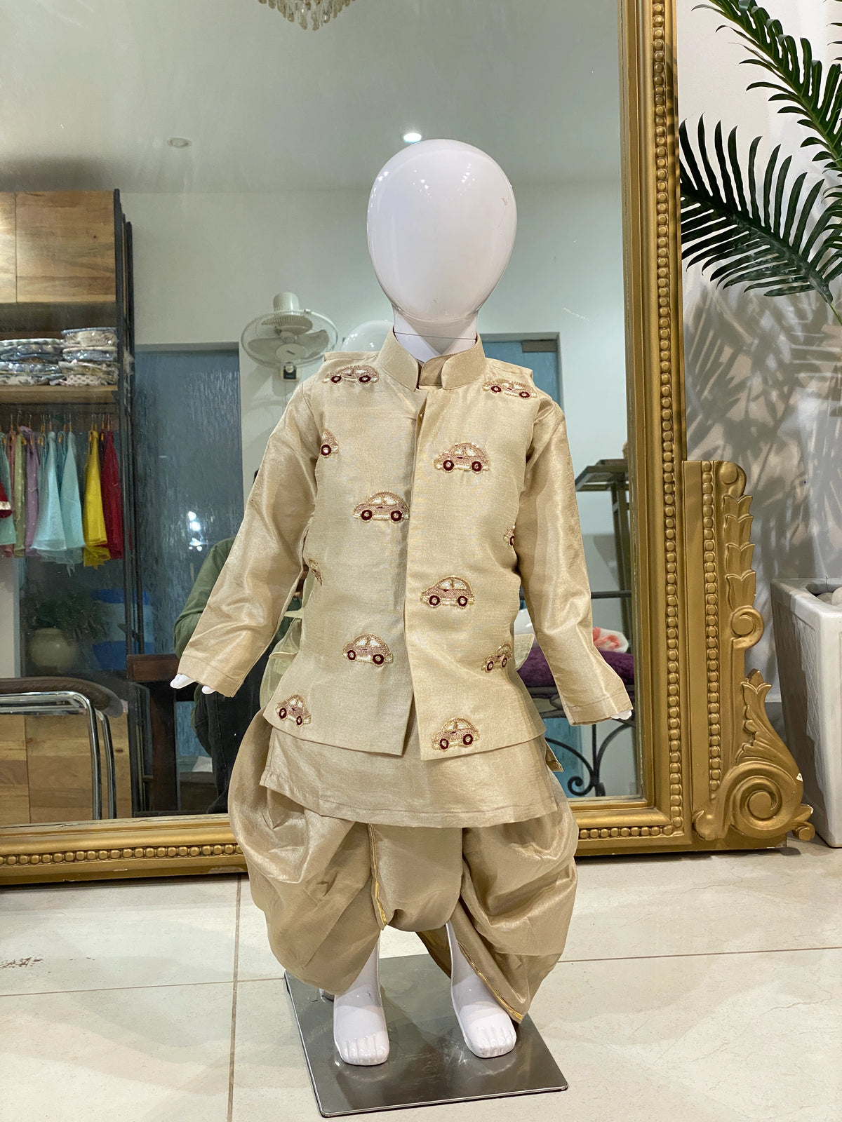 Car Embroidered Dhoti Set for Boys – Premium Ethnic Wear