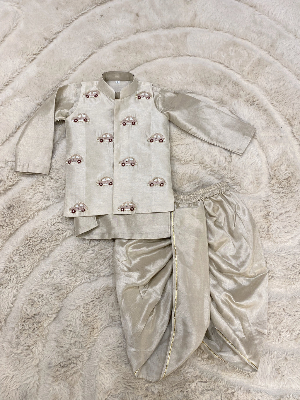 Car Embroidered Dhoti Set for Boys – Premium Ethnic Wear