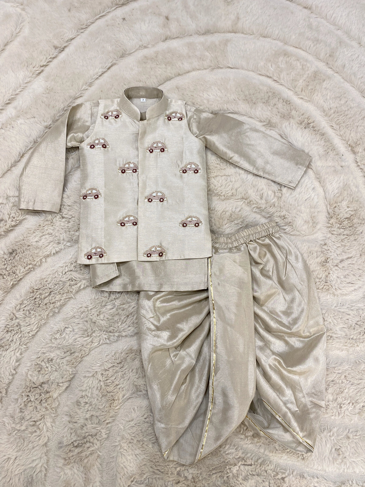Car Embroidered Dhoti Set for Boys – Premium Ethnic Wear