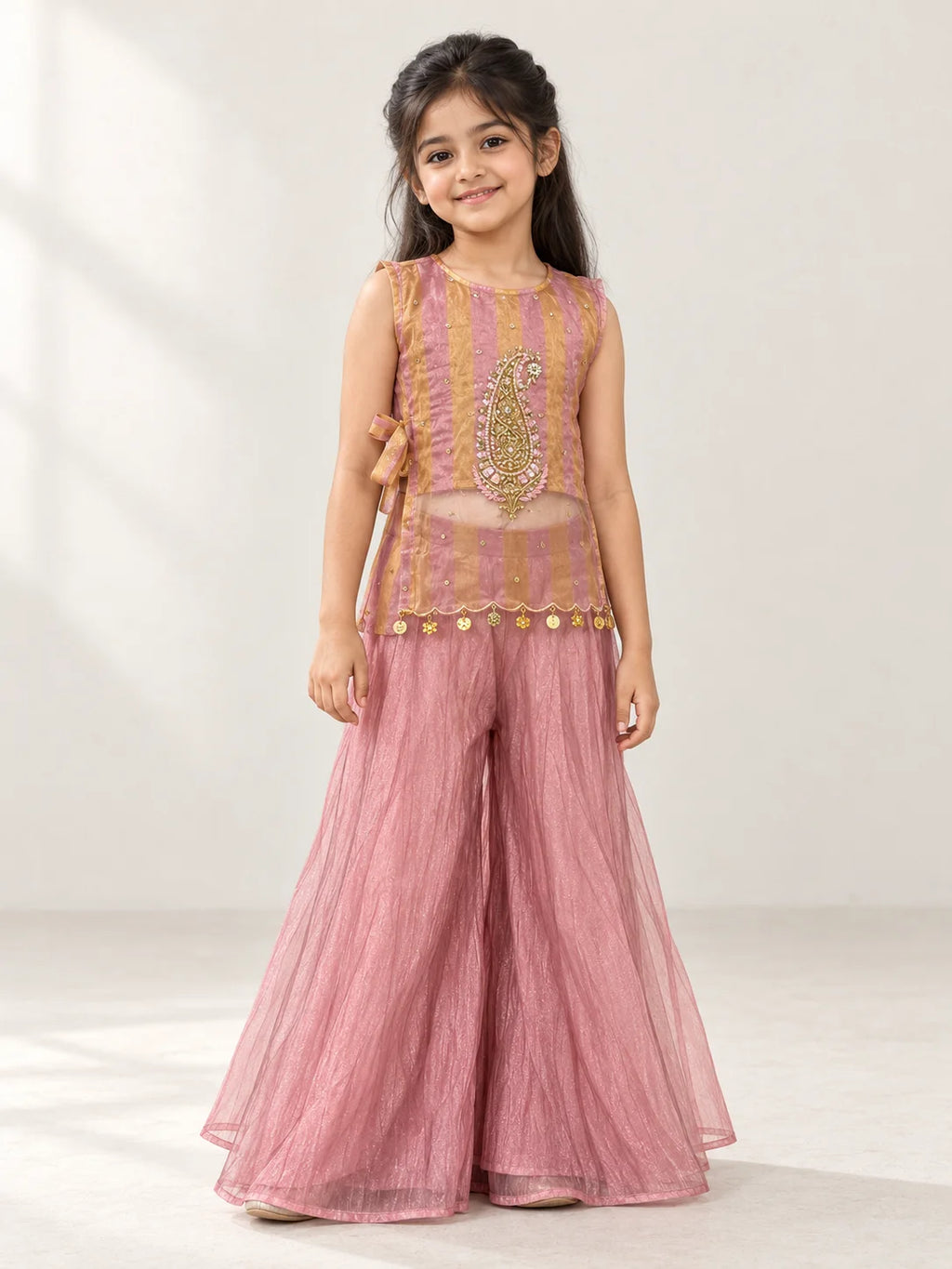 Dusty Pink Gold Indo-Western Set