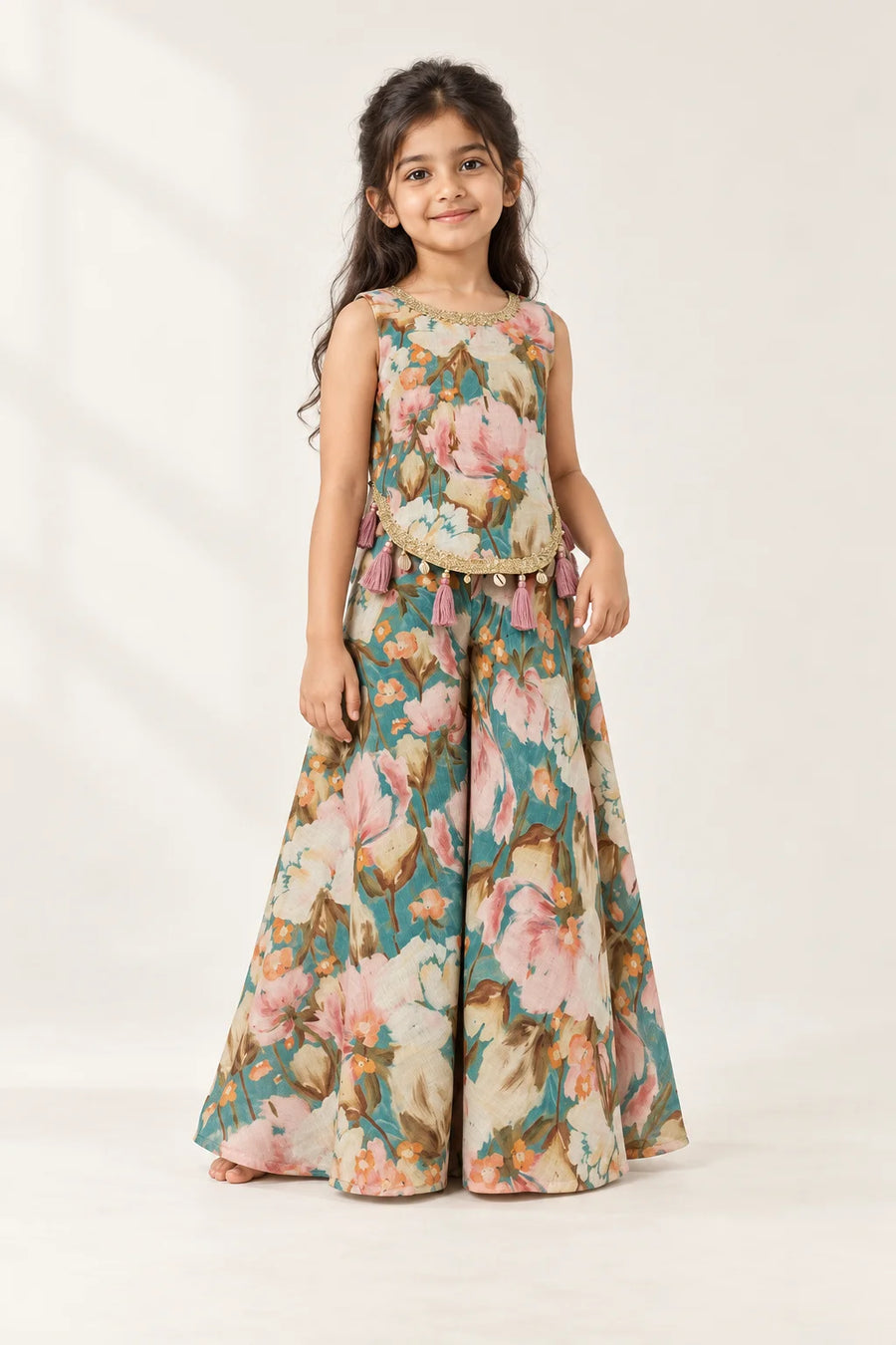Floral Printed Indo Western Sharara Set
