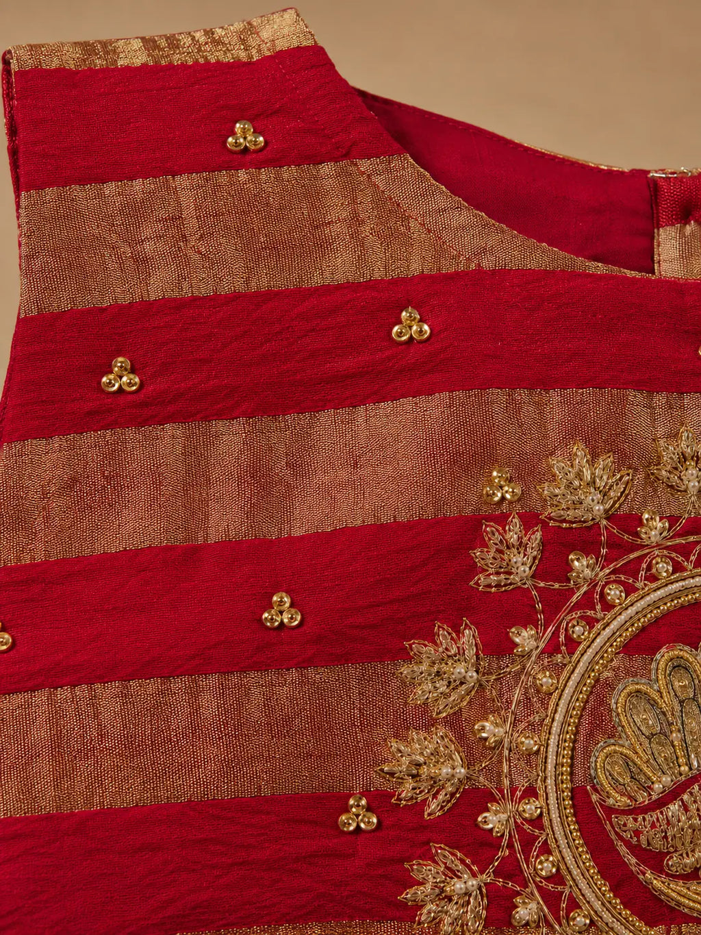 Girls Red Embroidered Anarkali Dress