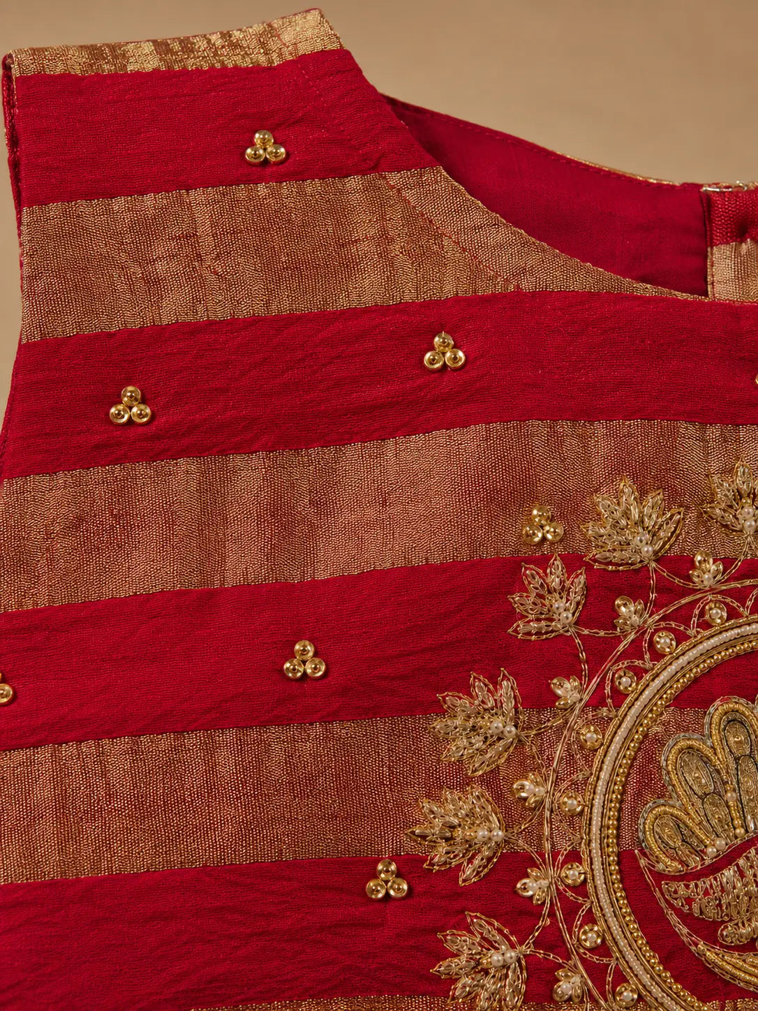 Girls Red Embroidered Anarkali Dress