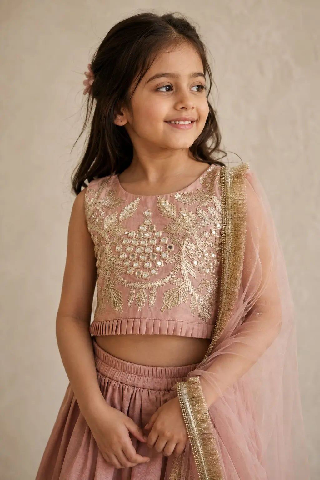 Marwar Roots Noor Gota Patti Lehenga Set featuring intricate gold embroidery, matching blouse, and flowing dupatta.