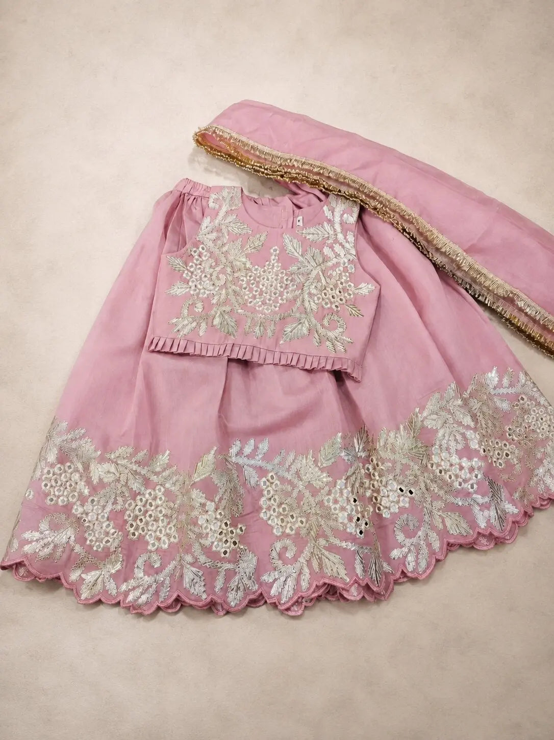 Marwar Roots Noor Gota Patti lehenga set with intricate embroidery and vibrant colors, featuring a matching blouse and dupatta.