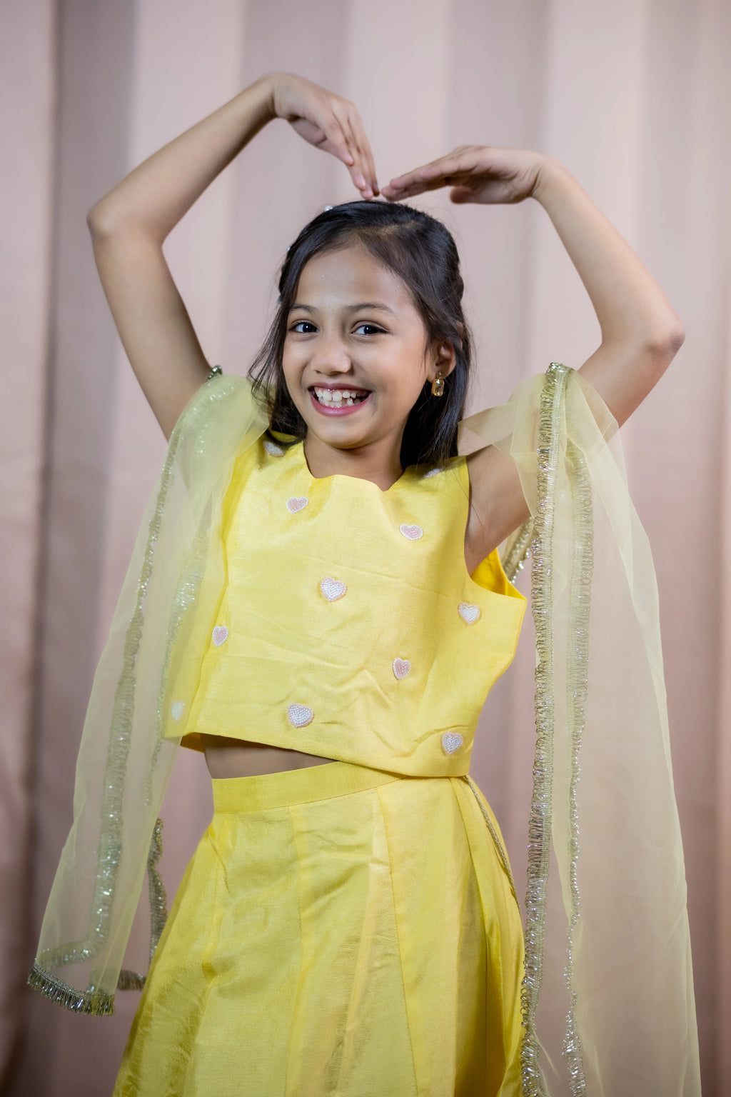 HEART LEHENGA SET YELLOW