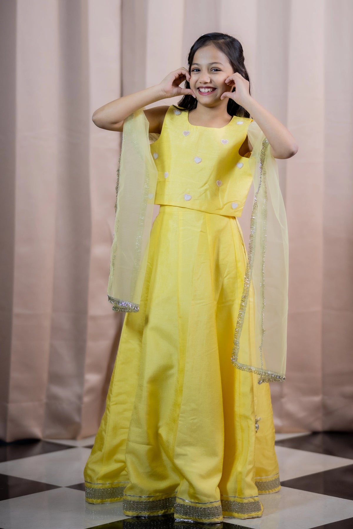 HEART LEHENGA SET YELLOW