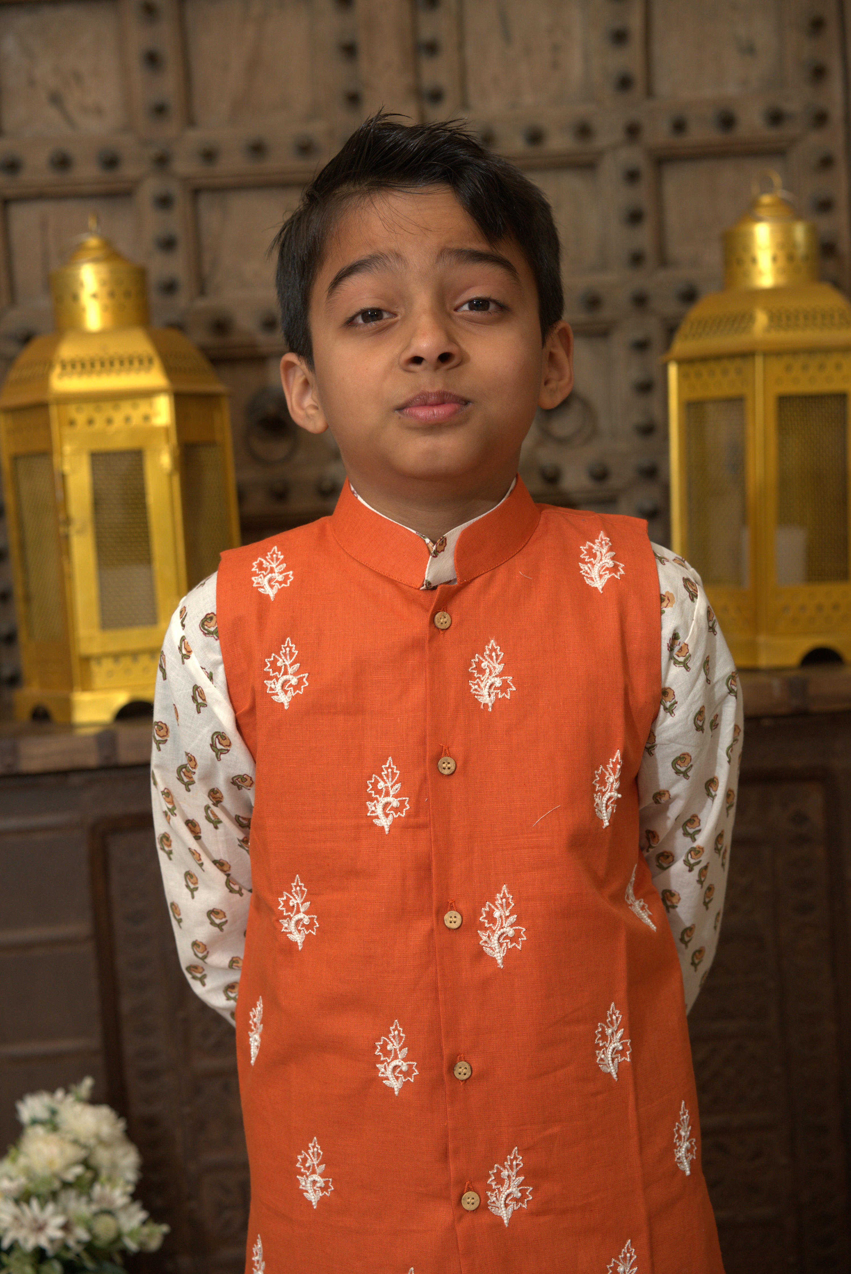 LINEN JACKET SET PEACH