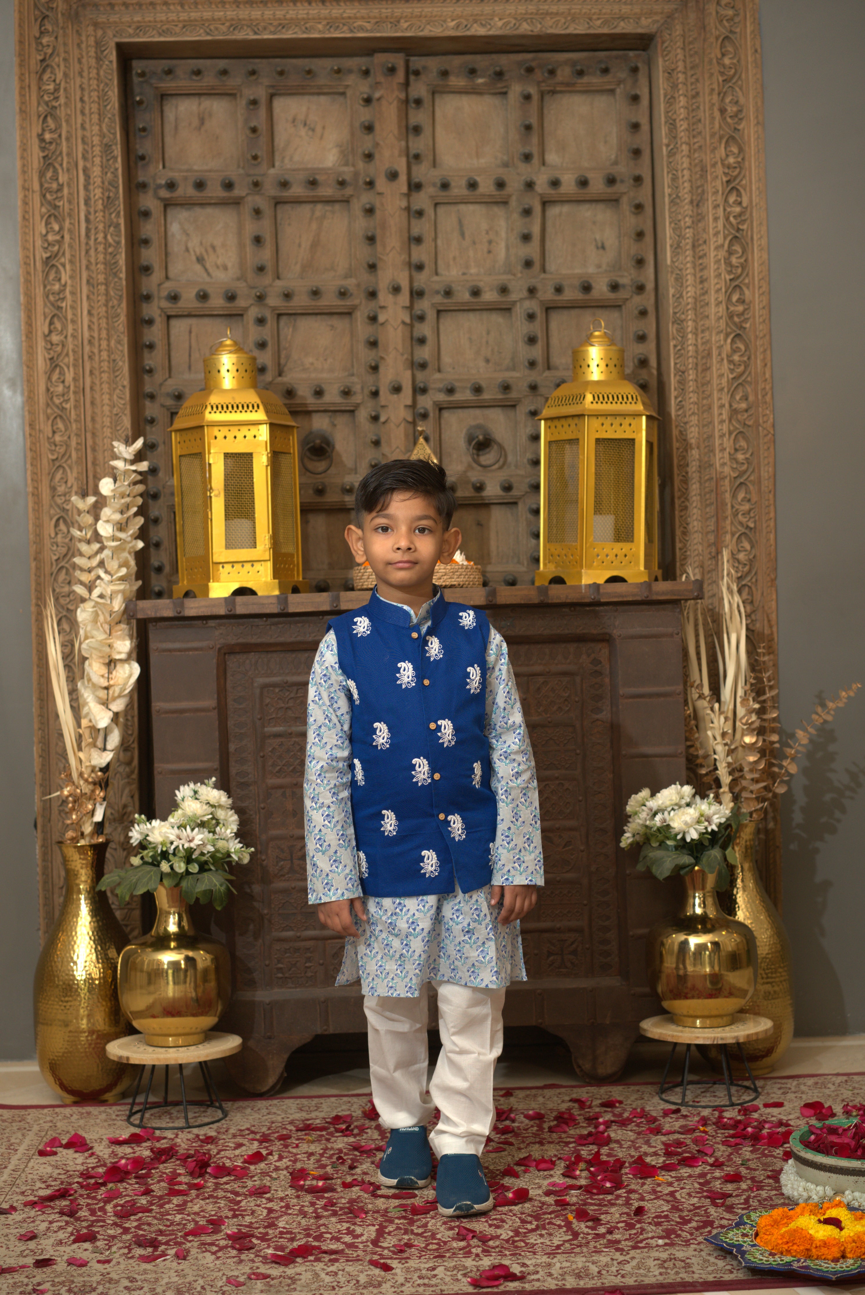 LINEN JACKET SET BLUE