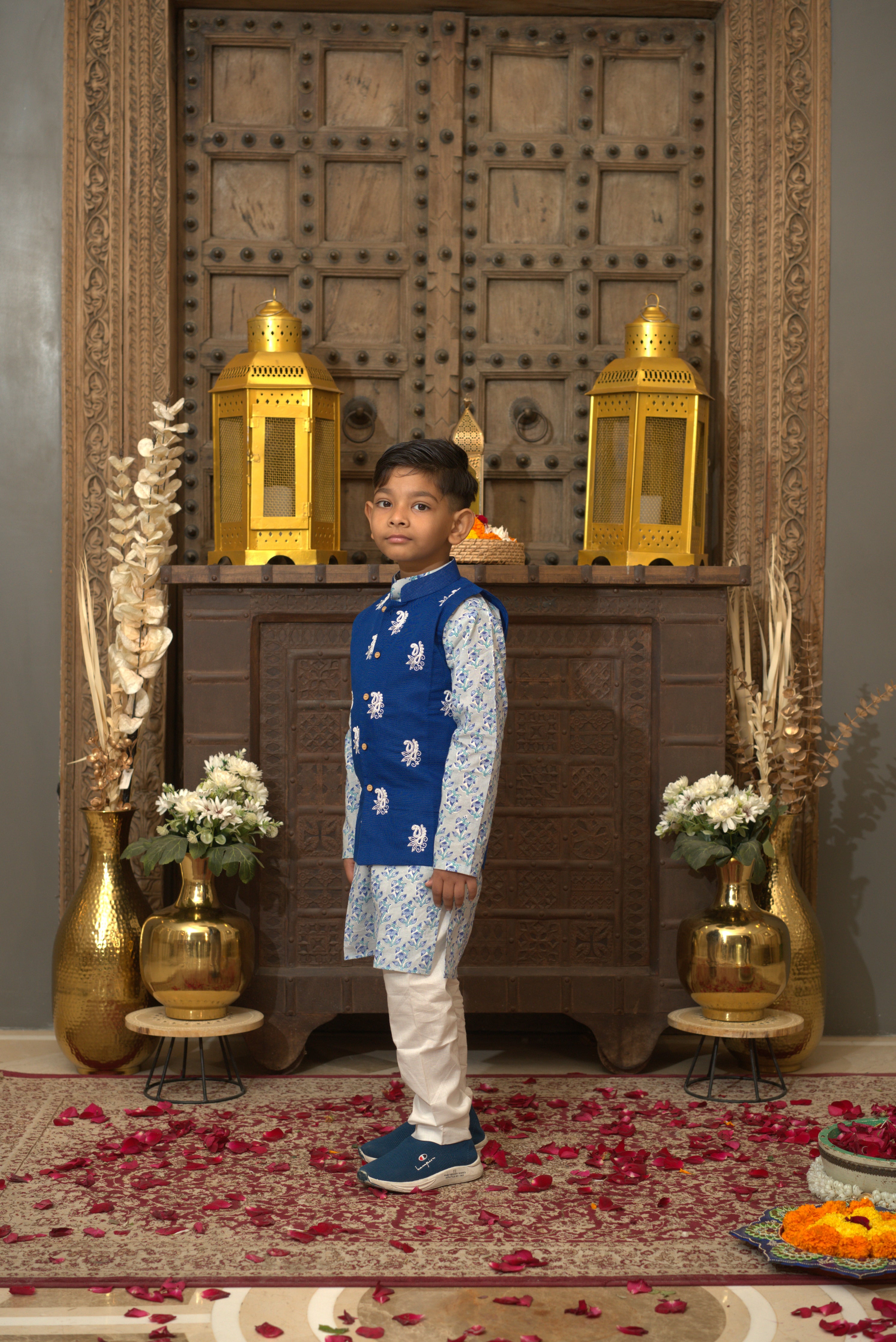 LINEN JACKET SET BLUE