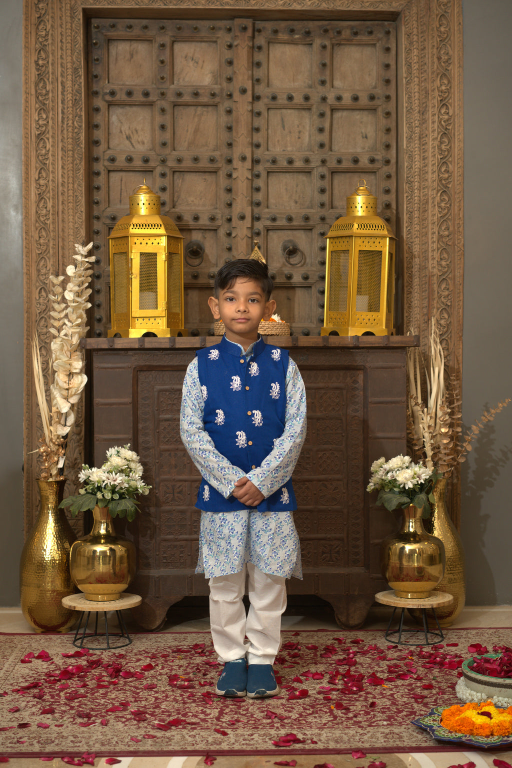 LINEN JACKET SET BLUE