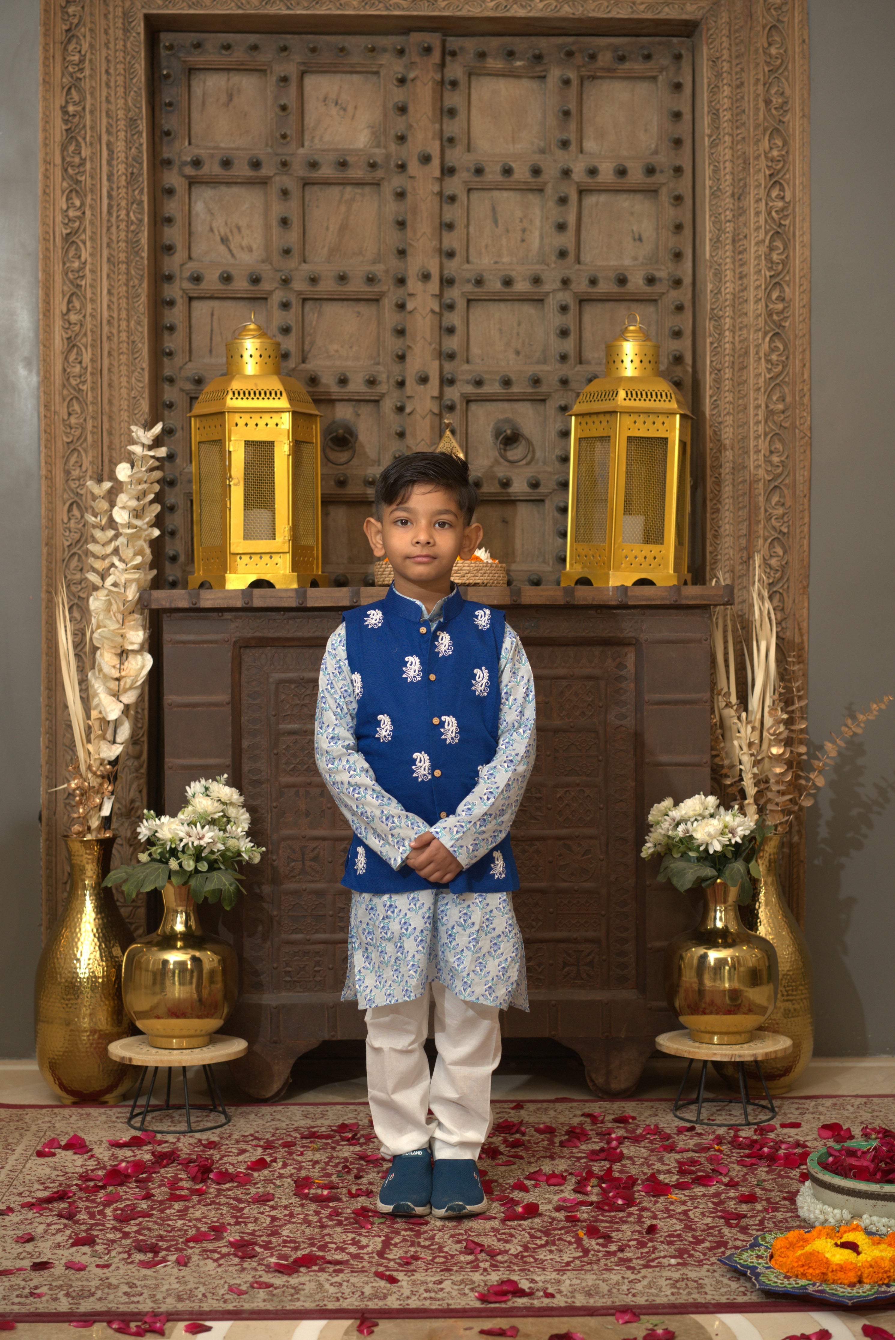 LINEN JACKET SET BLUE