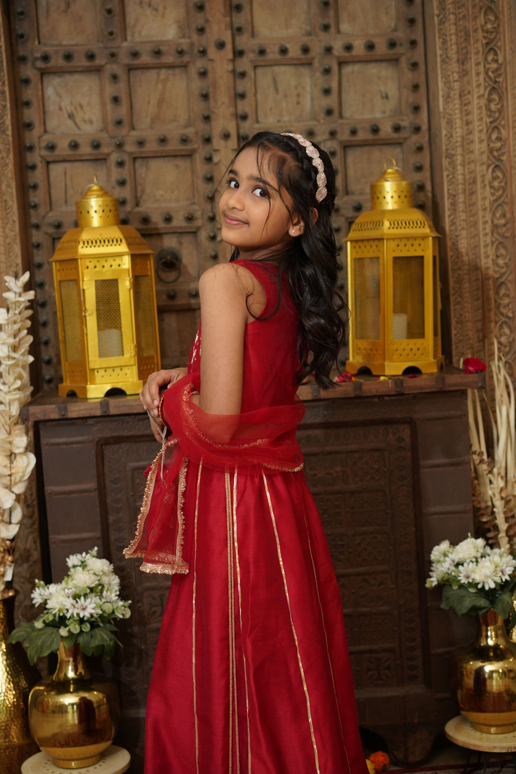 LOTUS LEHENGA SET RED