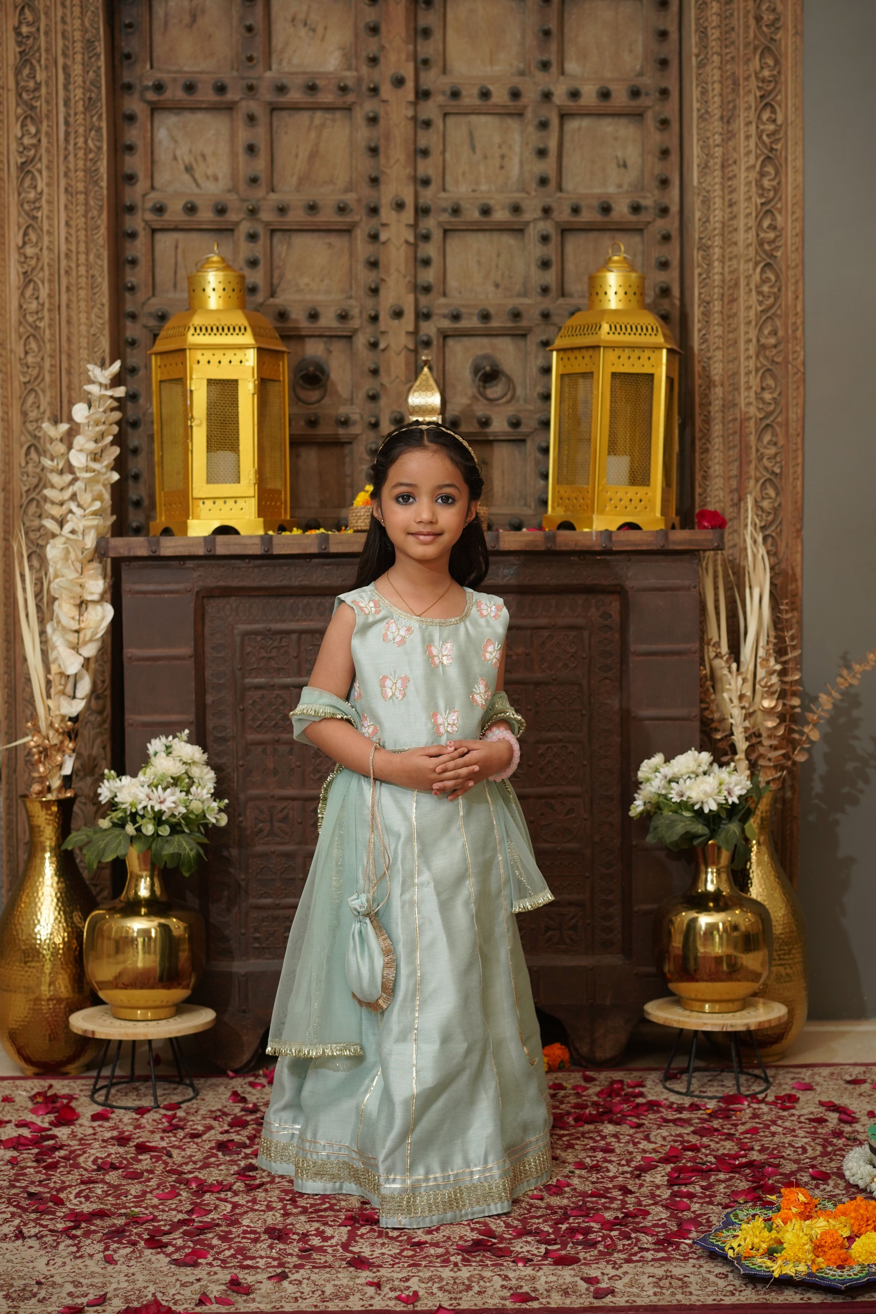 TITLI LEHENGA SET MINT GREEN