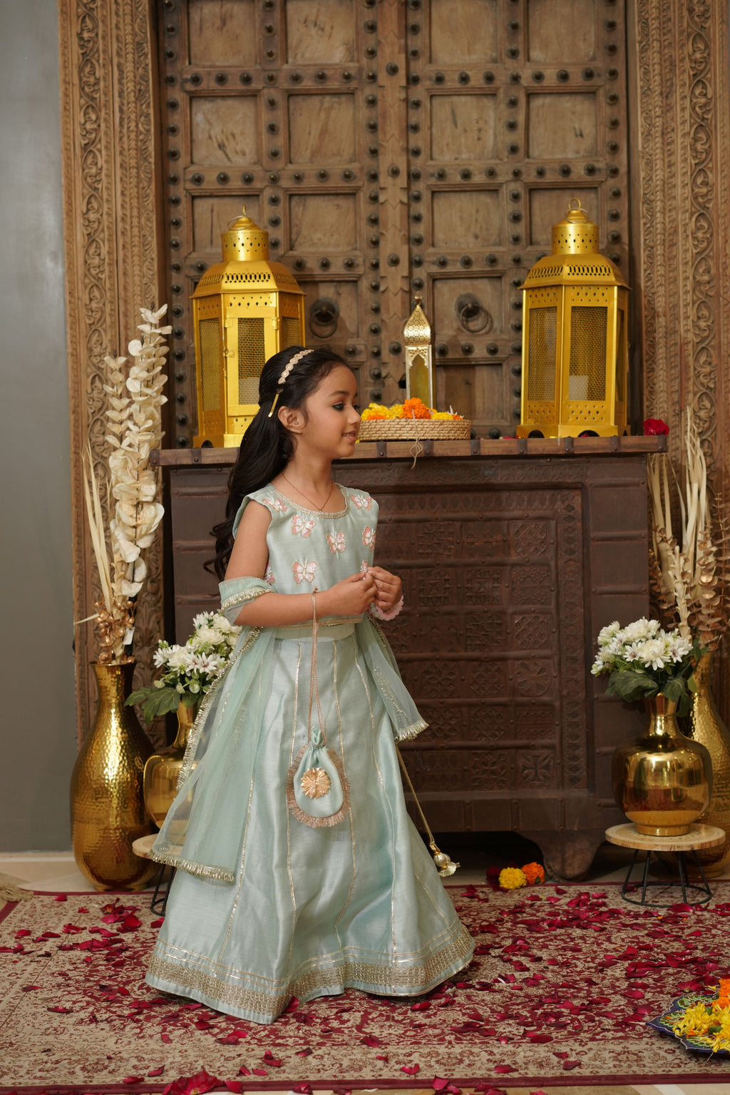 TITLI LEHENGA SET MINT GREEN