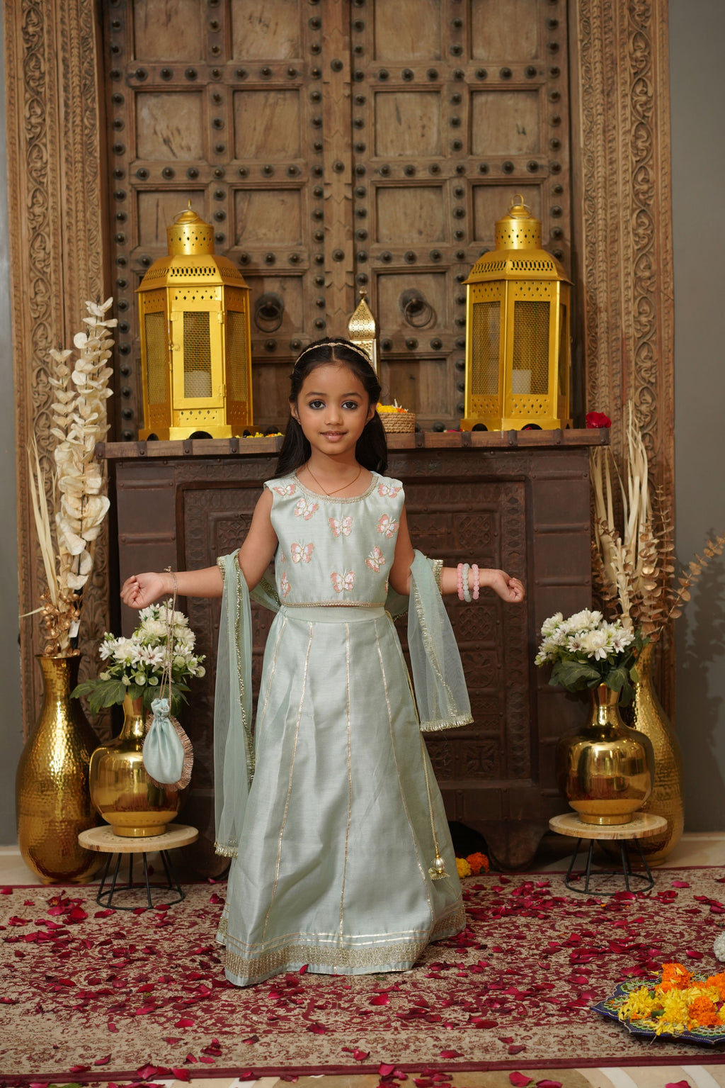 TITLI LEHENGA SET MINT GREEN