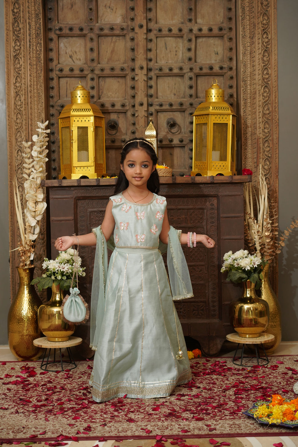 TITLI LEHENGA SET MINT GREEN