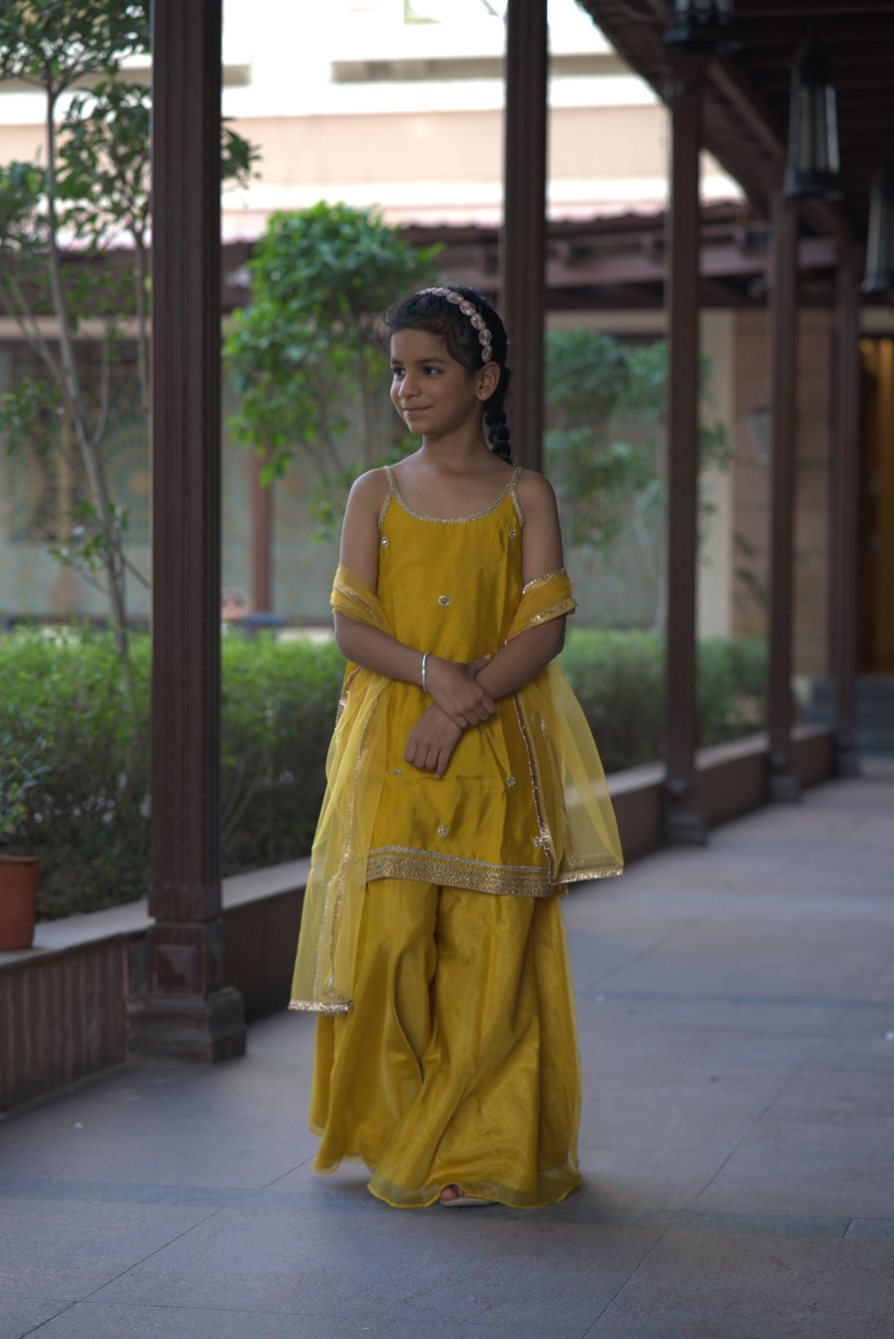 GULABOO ORGANZA DRESS YELLOW