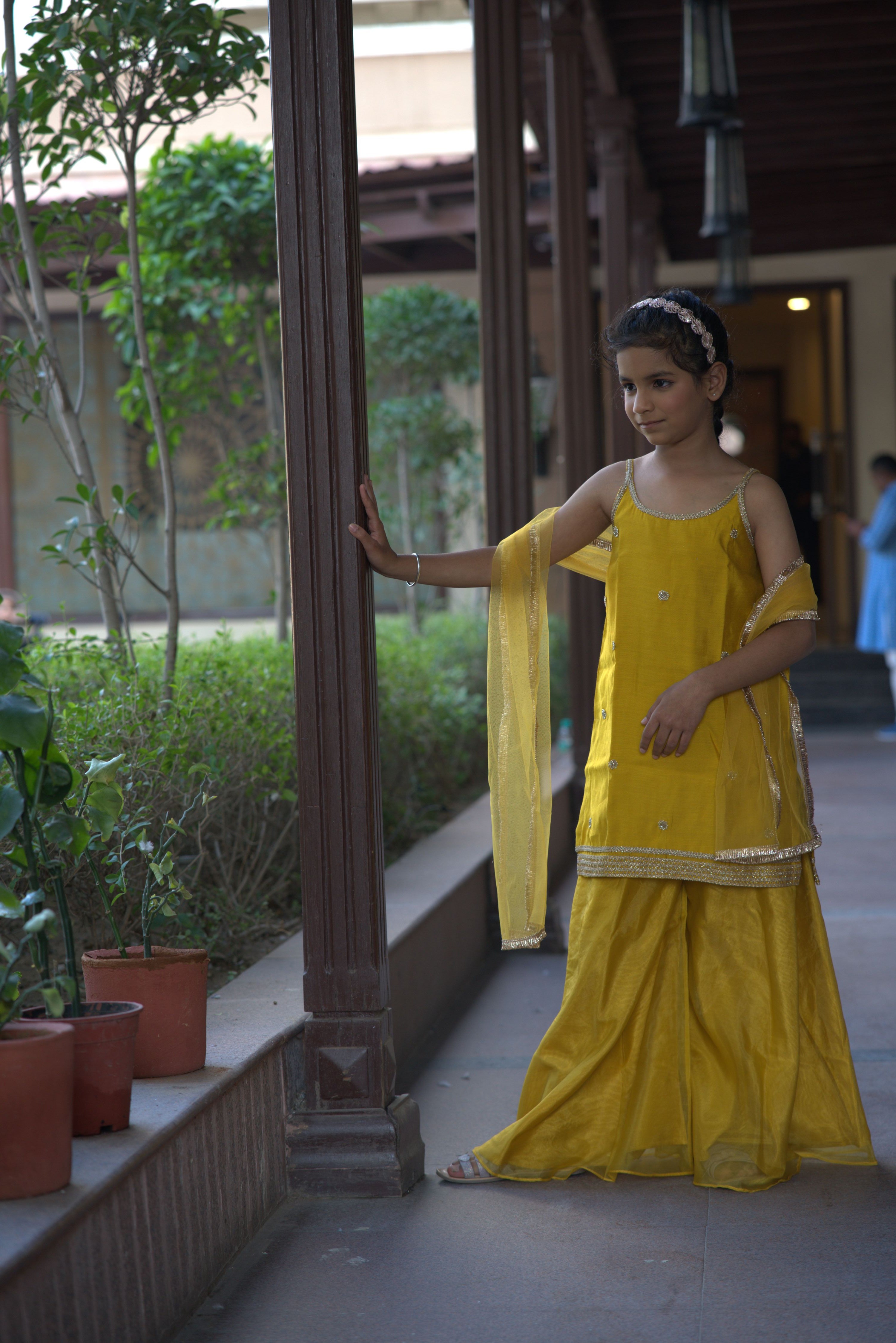 GULABOO ORGANZA DRESS YELLOW