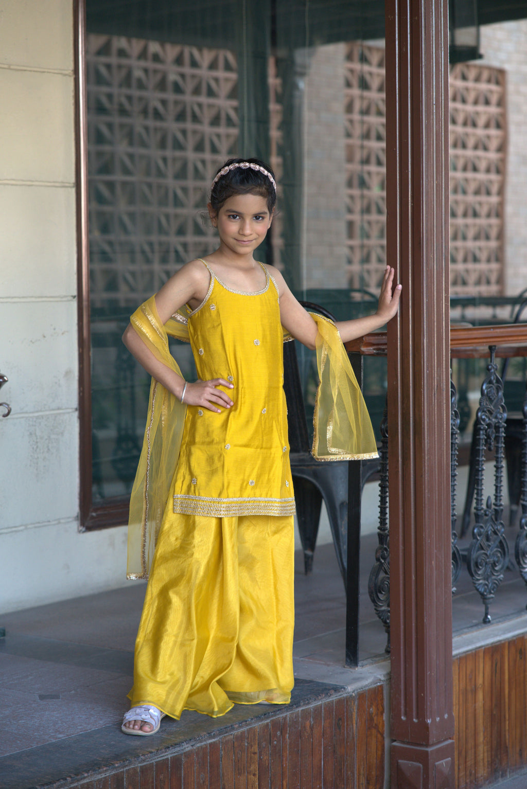 GULABOO ORGANZA DRESS YELLOW