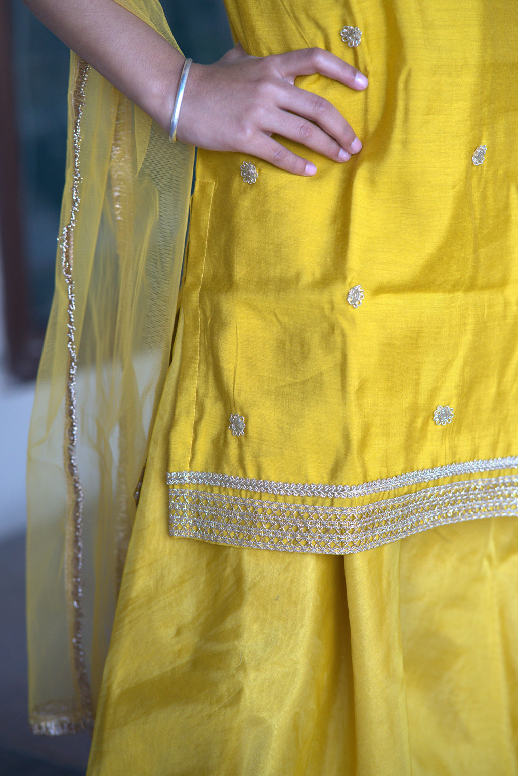 GULABOO ORGANZA DRESS YELLOW