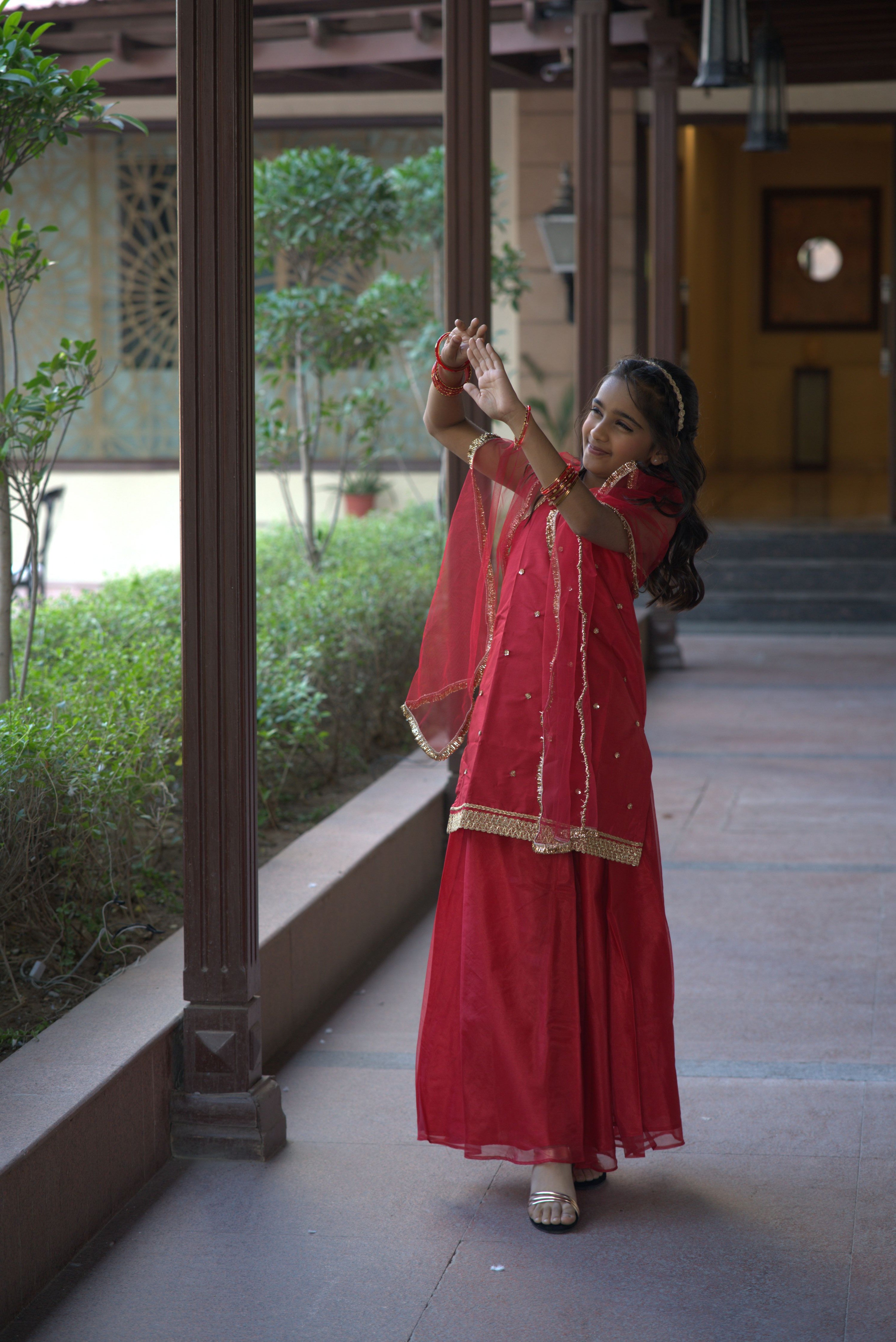 GULABOO ORGANZA DRESS RED