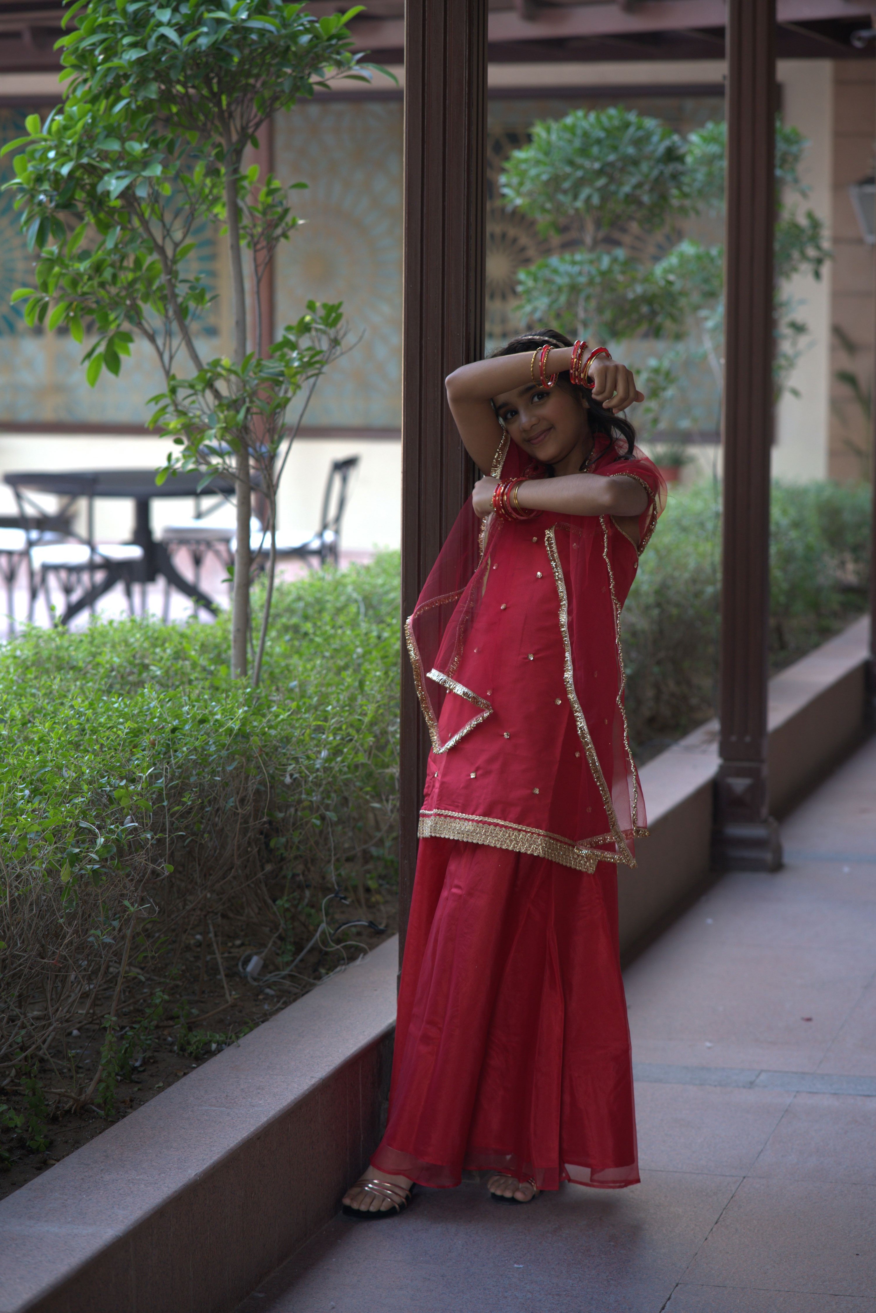 GULABOO ORGANZA DRESS RED