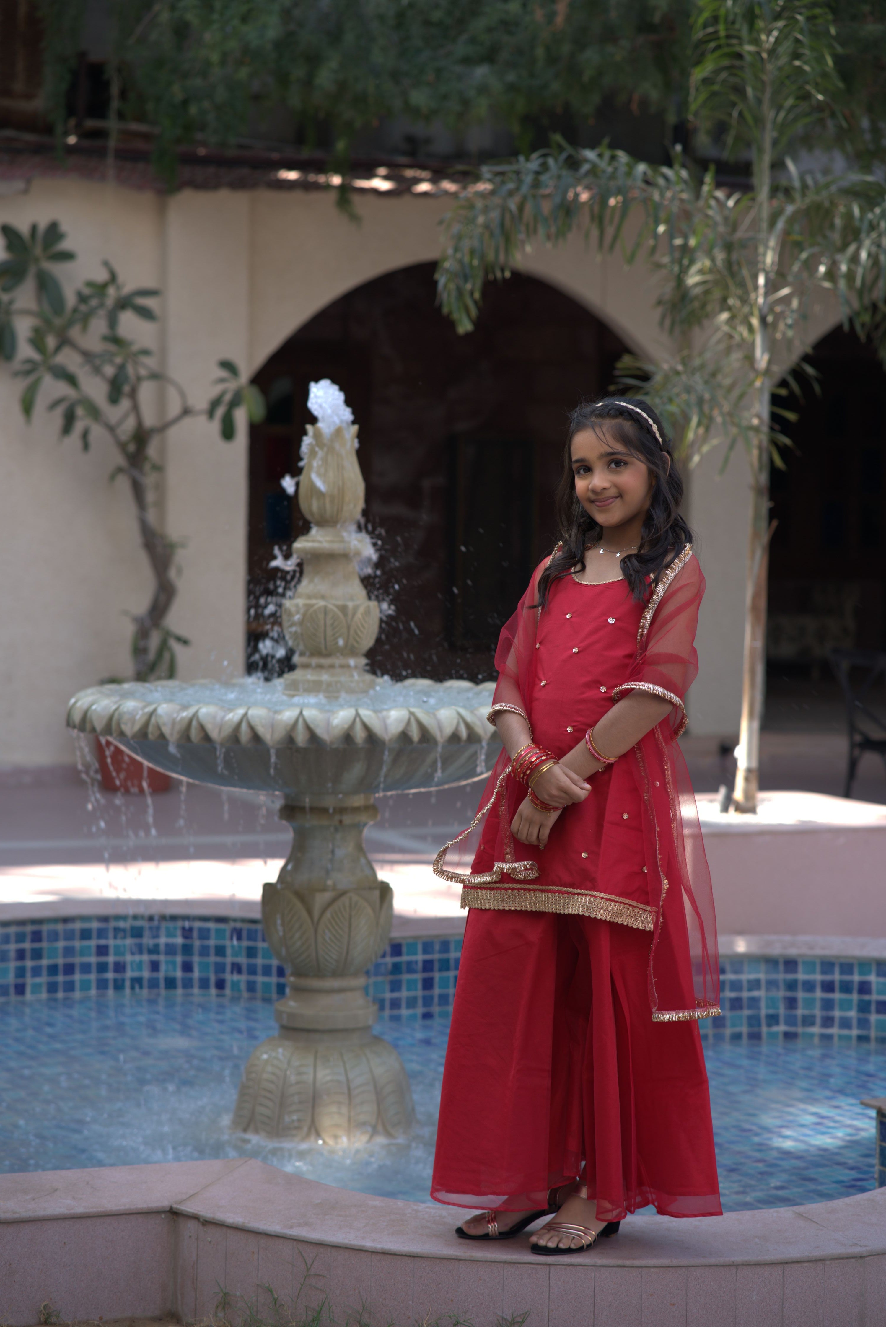 GULABOO ORGANZA DRESS RED