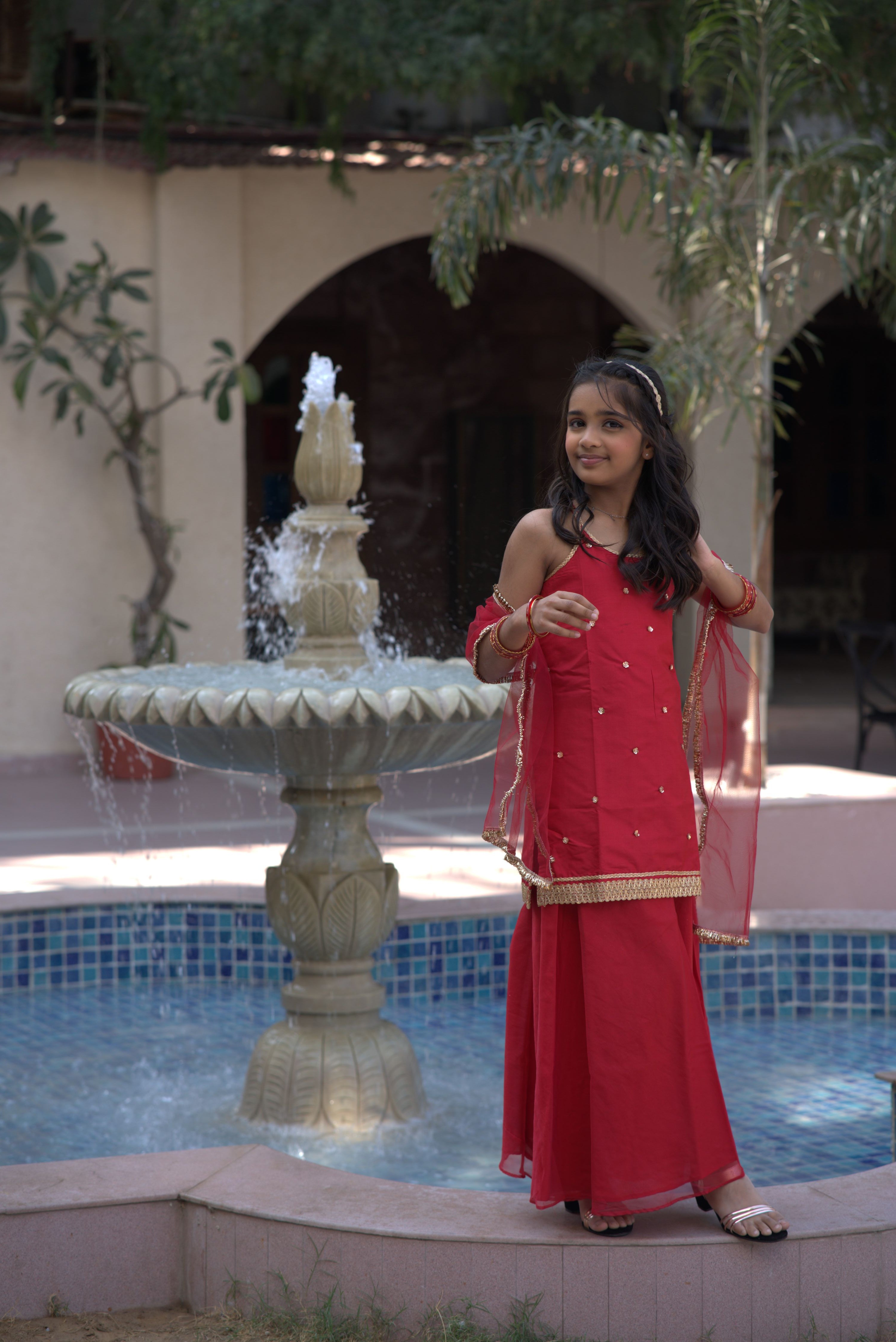 GULABOO ORGANZA DRESS RED