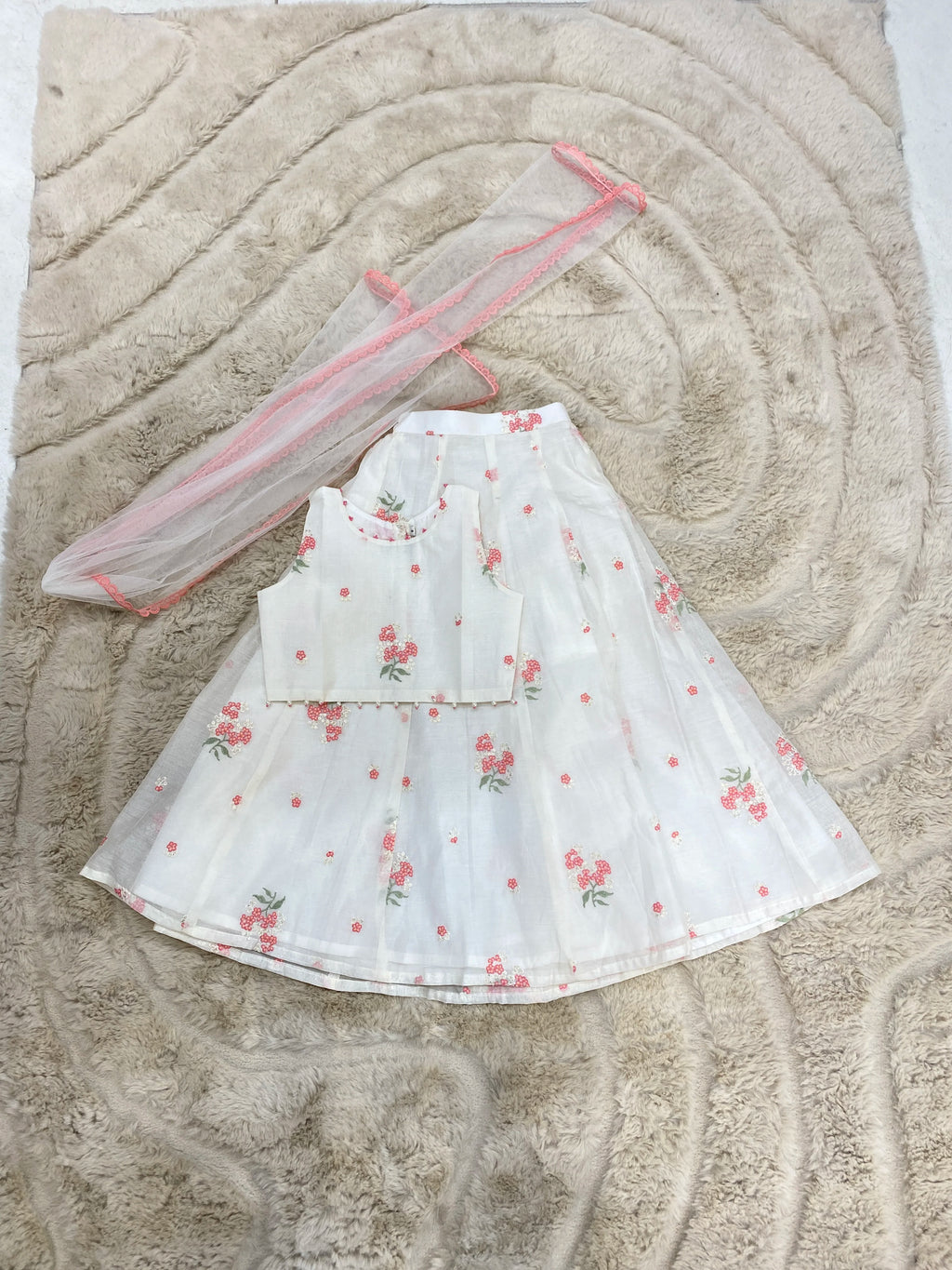 Mul Floral Lehenga Set for Girls by Marwar Rootss