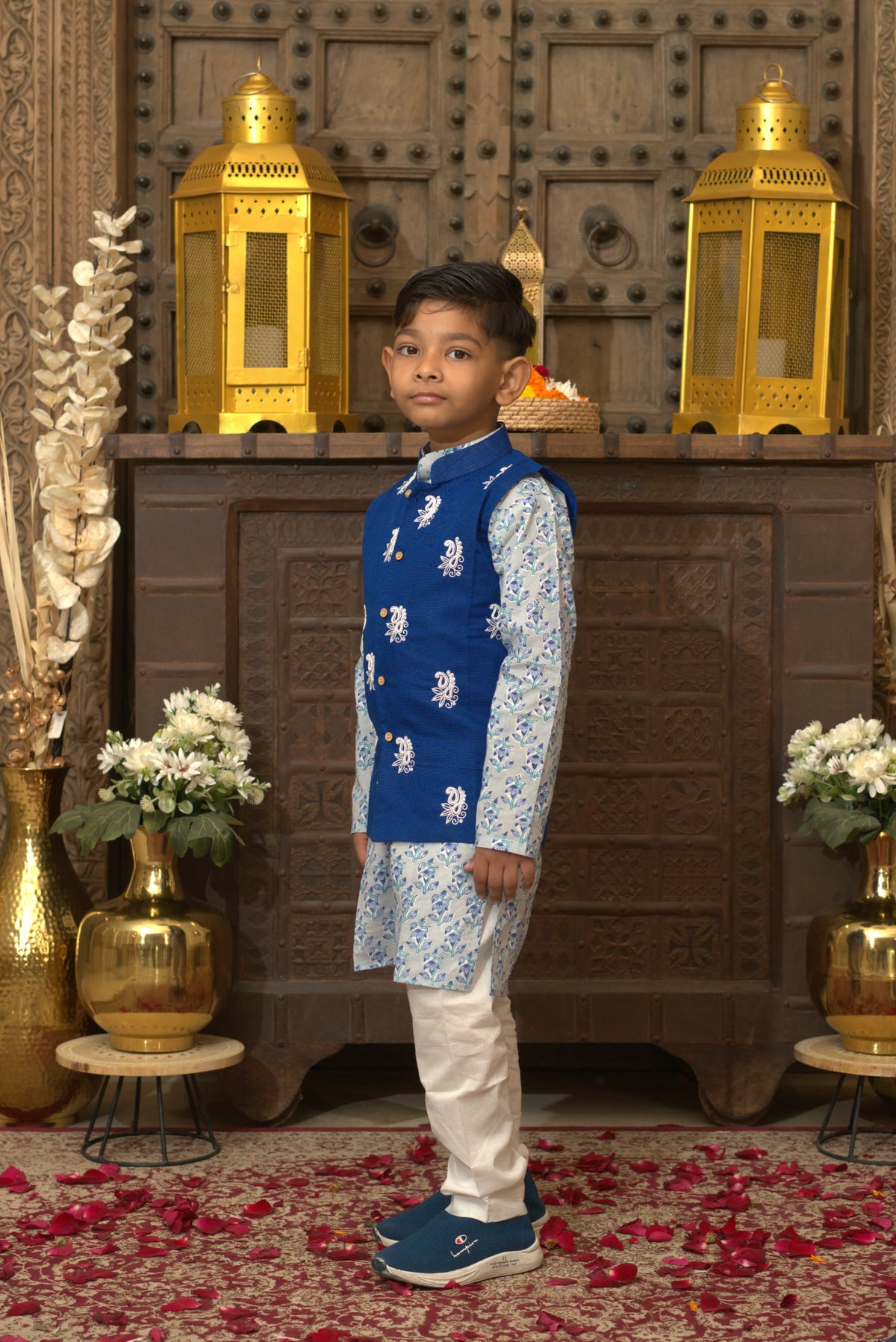 LINEN JACKET SET BLUE