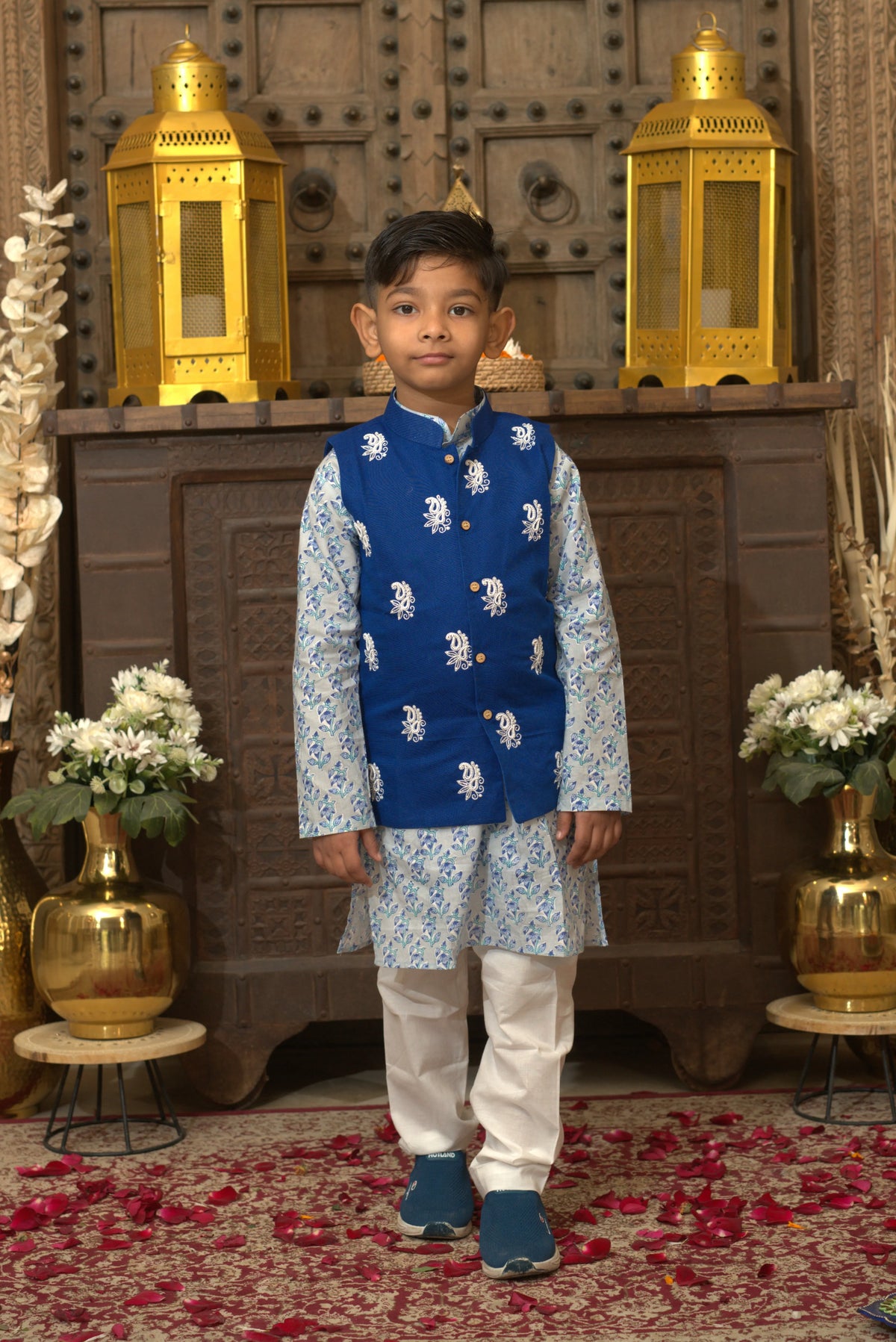 LINEN JACKET SET BLUE