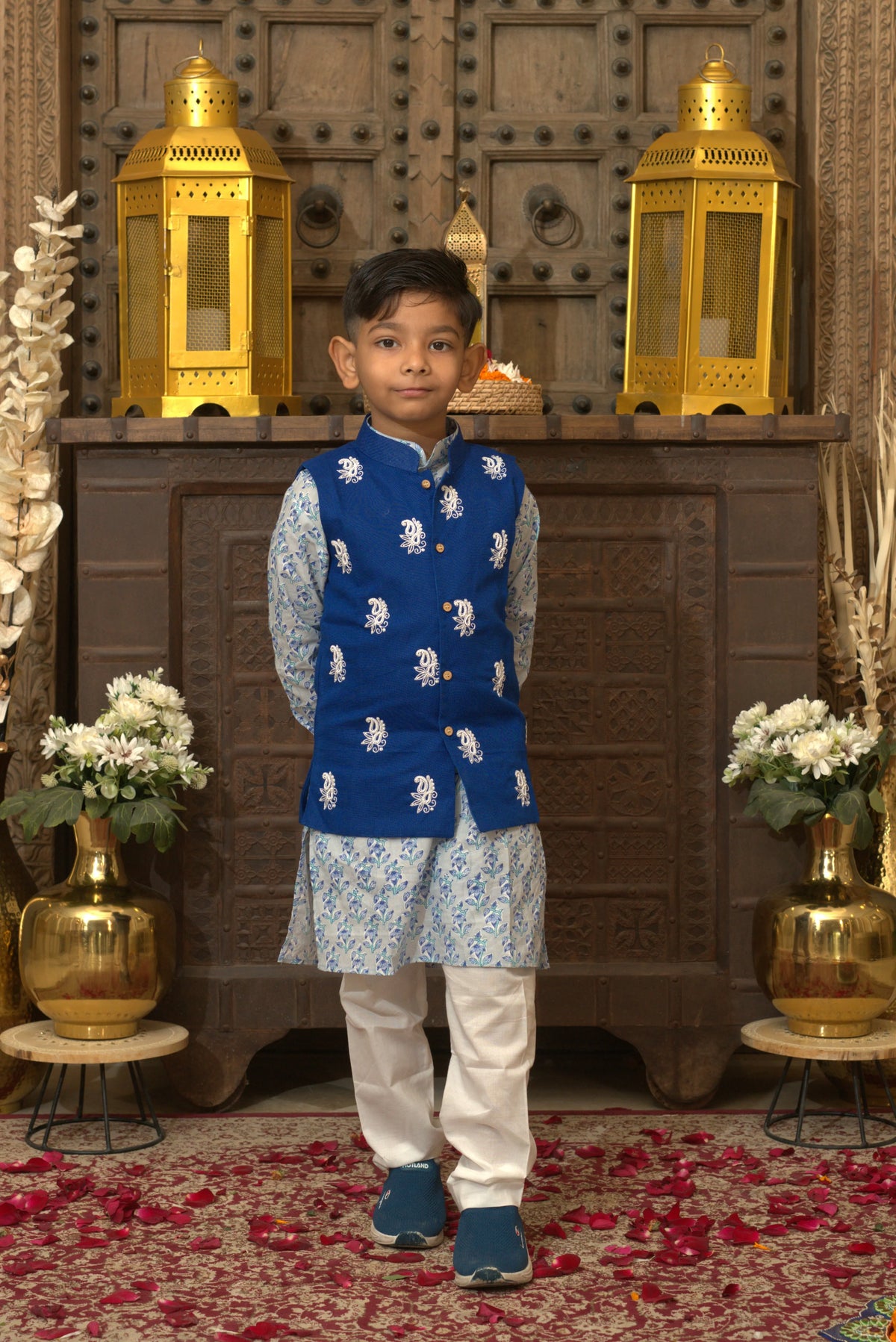 LINEN JACKET SET BLUE