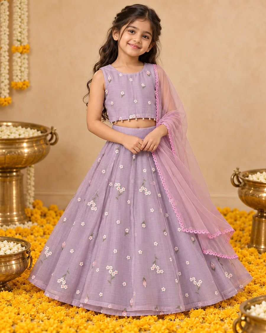 Lavender Floral Lehenga Set