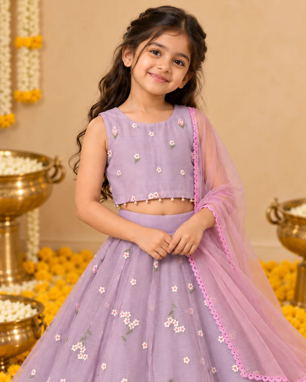 Lavender Floral Lehenga Set