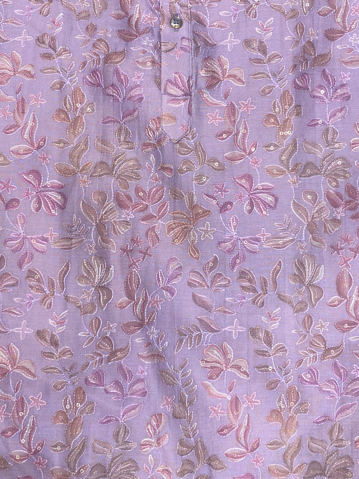 Lavender Floral Mul Chanderi Kurta Pant Set