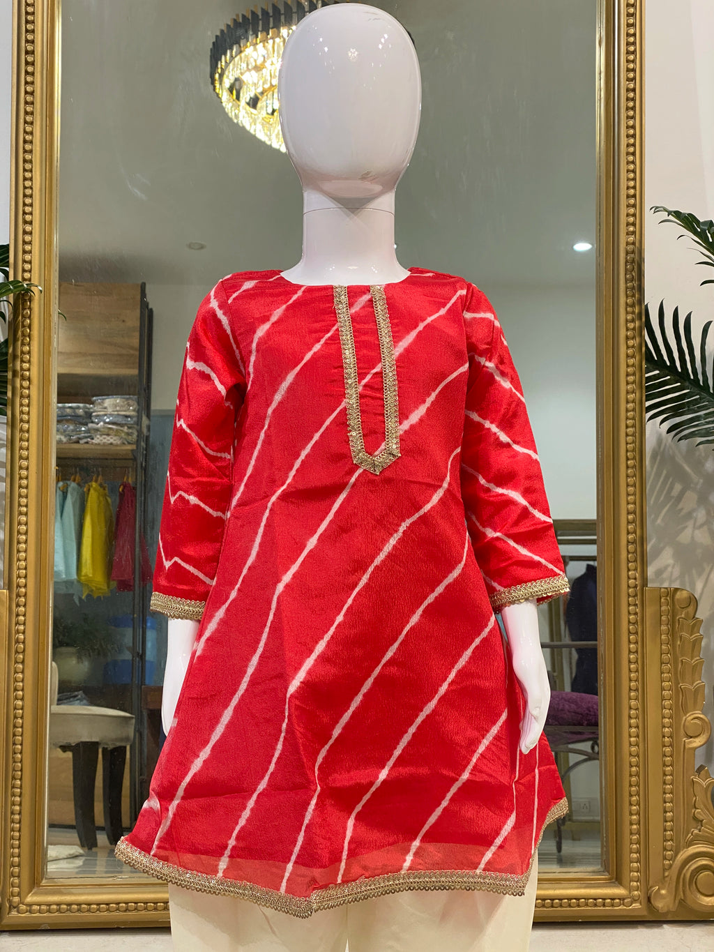Lehriya Orange Dhoti Set
