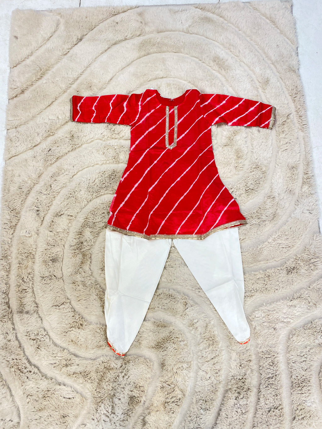 Lehriya Orange Dhoti Set