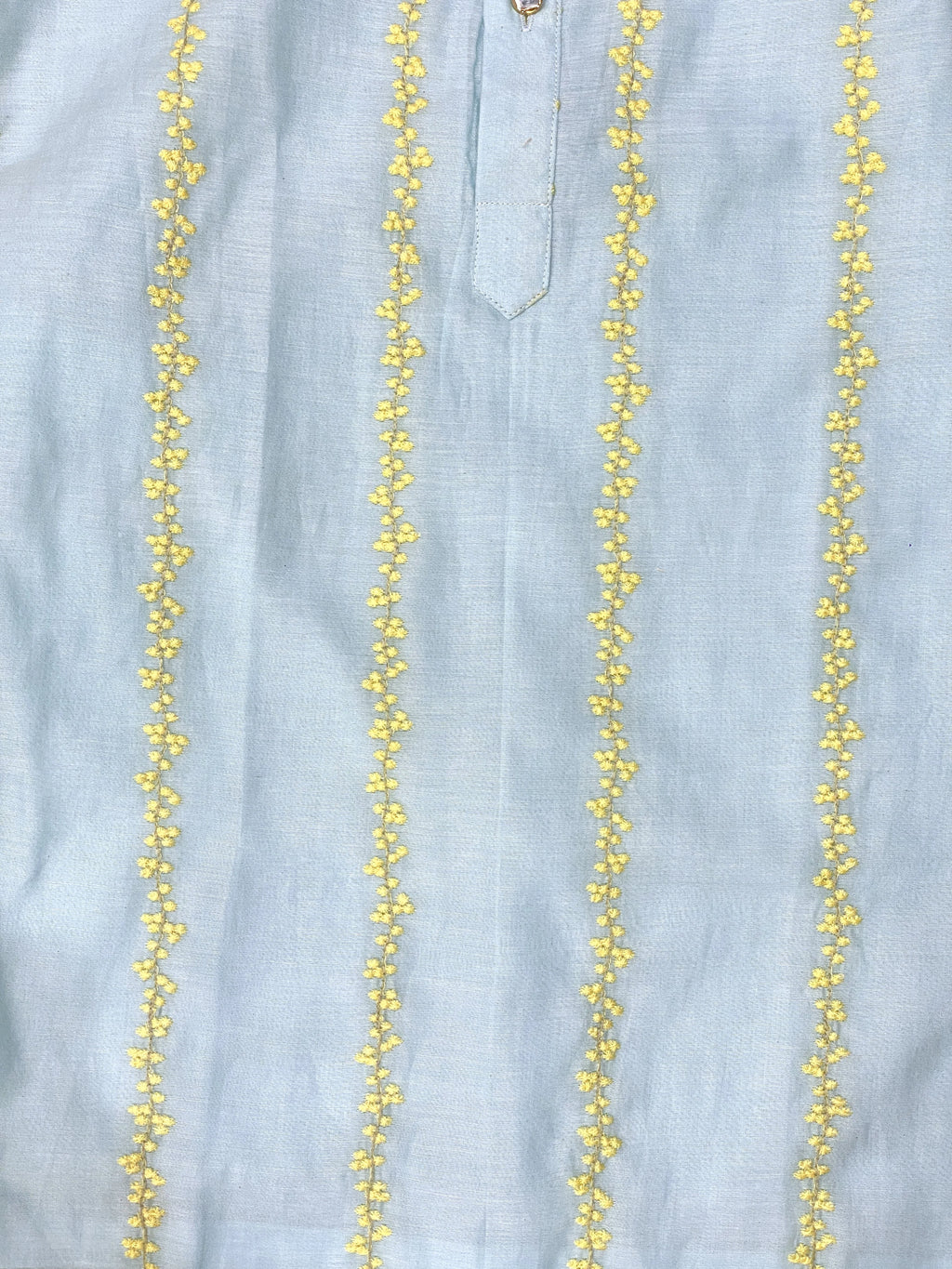 Light Blue Floral Mul Chanderi Kurta Pant Set