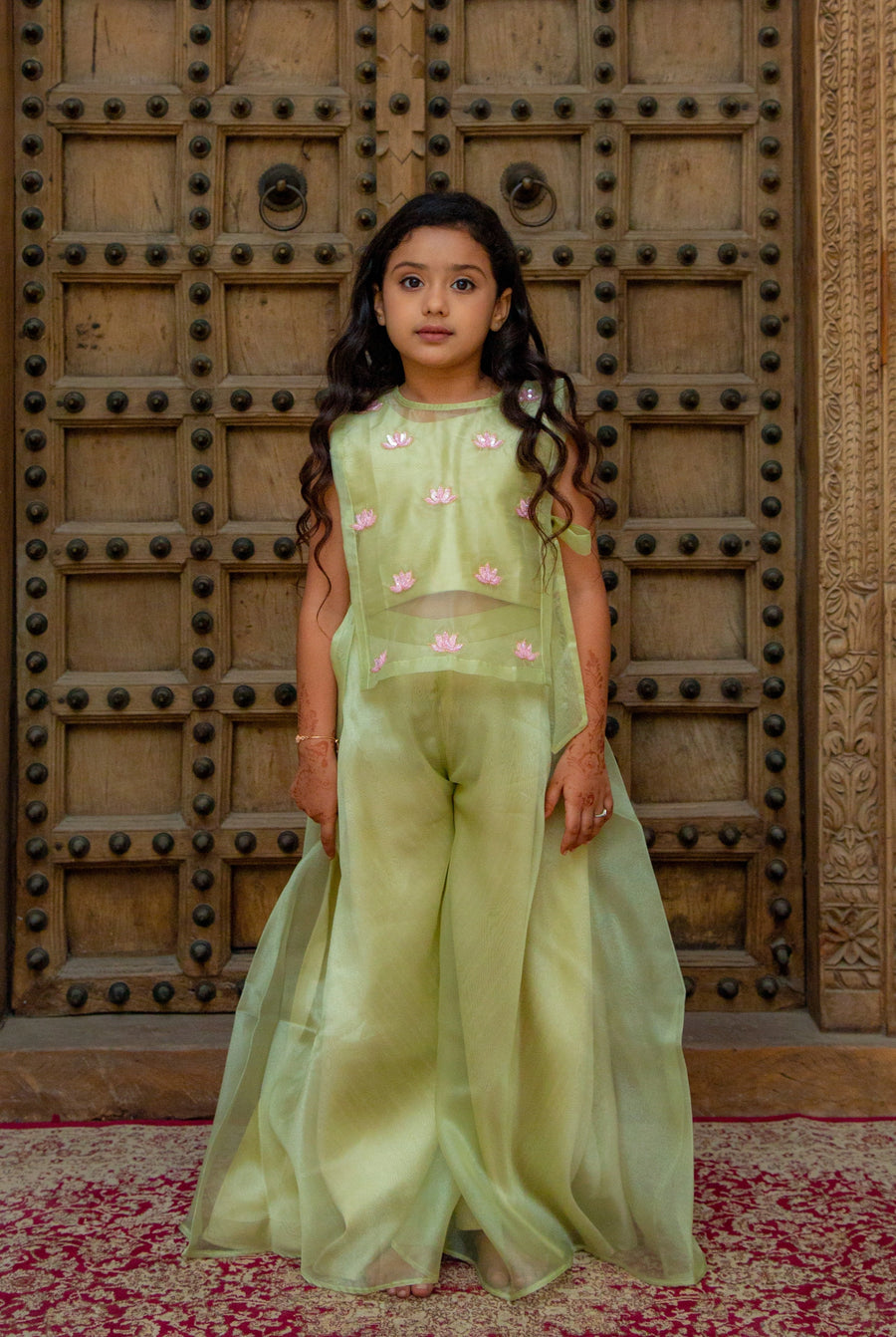 Lotus Tie Up Sharara Set for Girls | Marwar Rootss