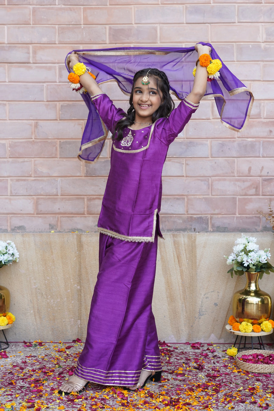 Purple Mayur Punjabi Dress for Girls