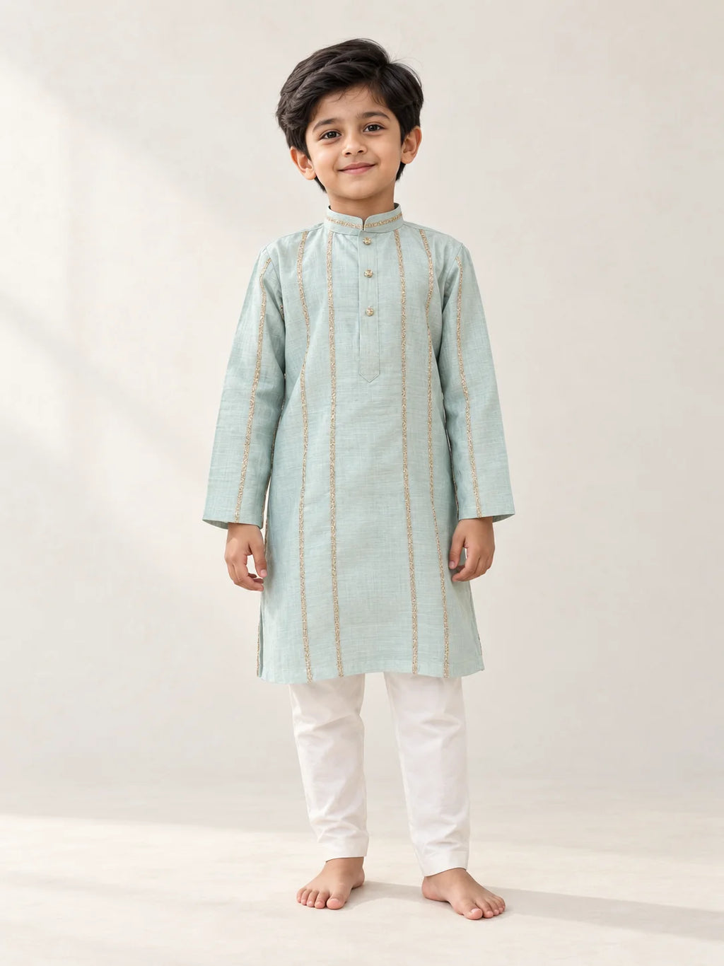 Mul Chanderi Kurta Set for Boys