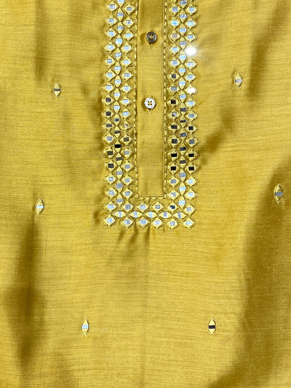 Mustard Yellow Mirror Work Kurta Pant Set
