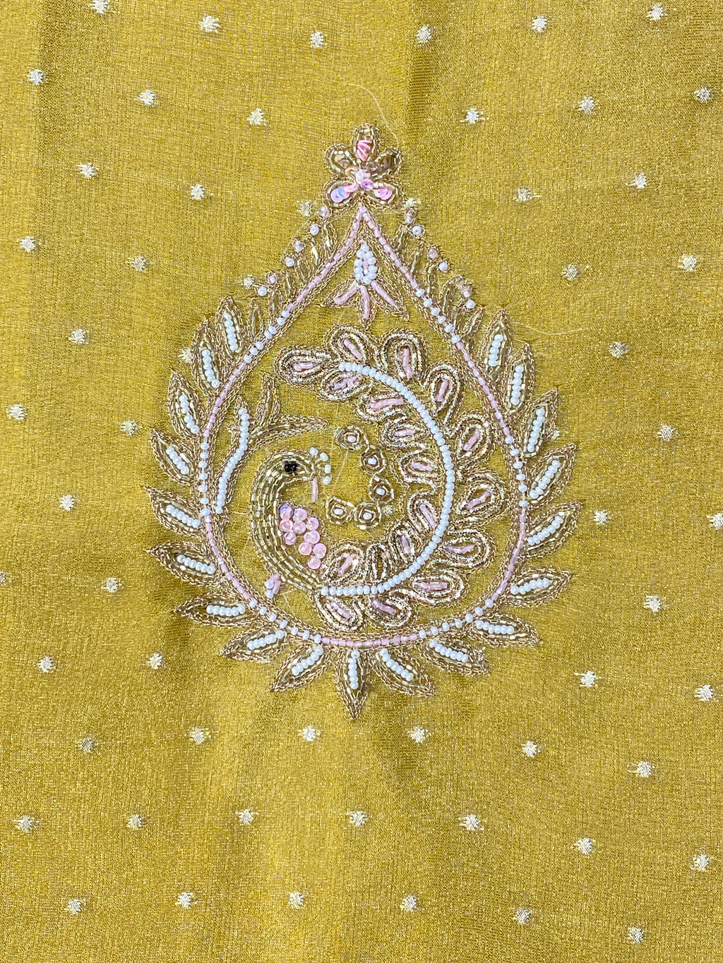 Mustard Yellow Peacock Butta Sharara Set