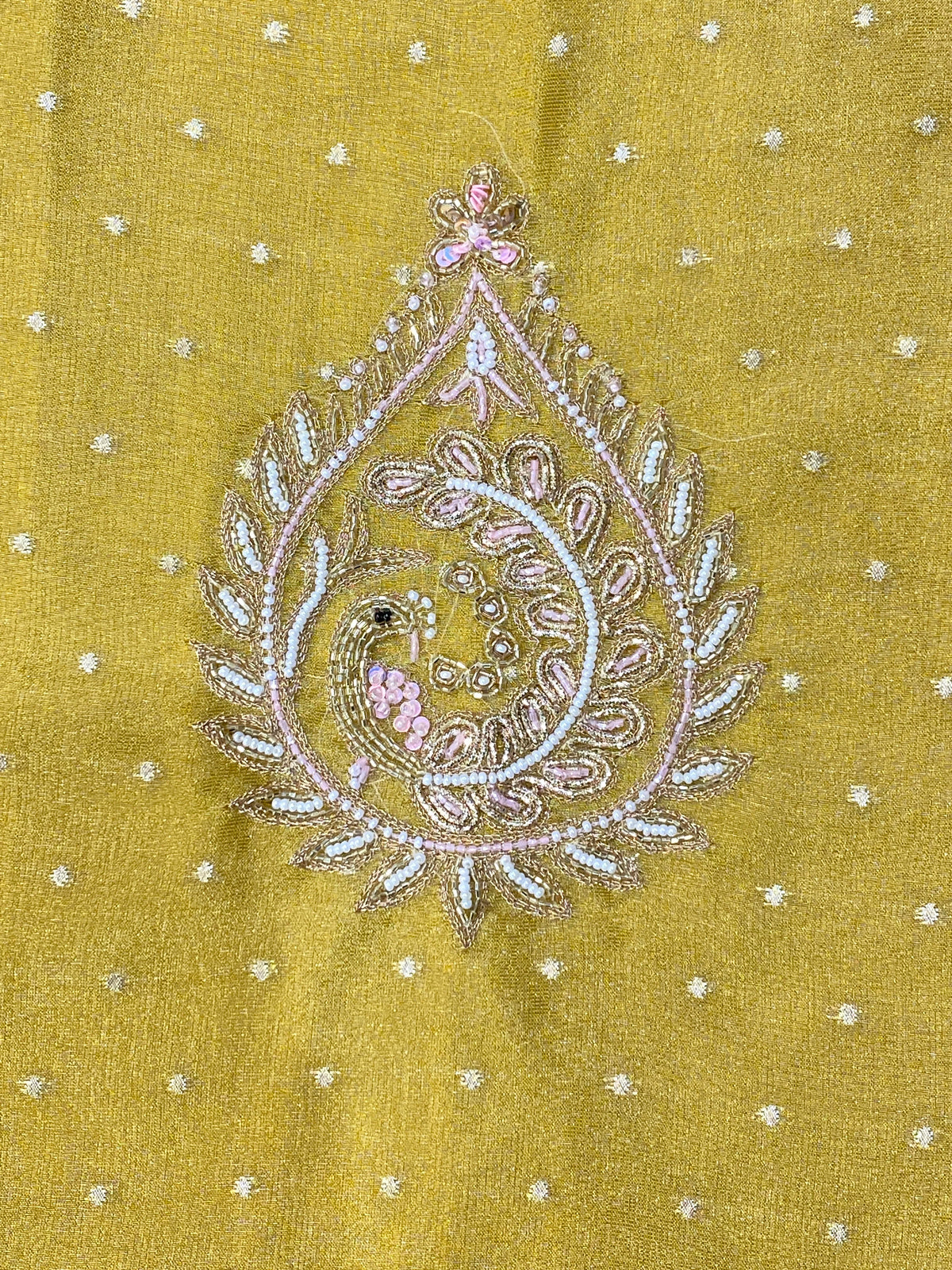 Mustard Yellow Peacock Butta Sharara Set