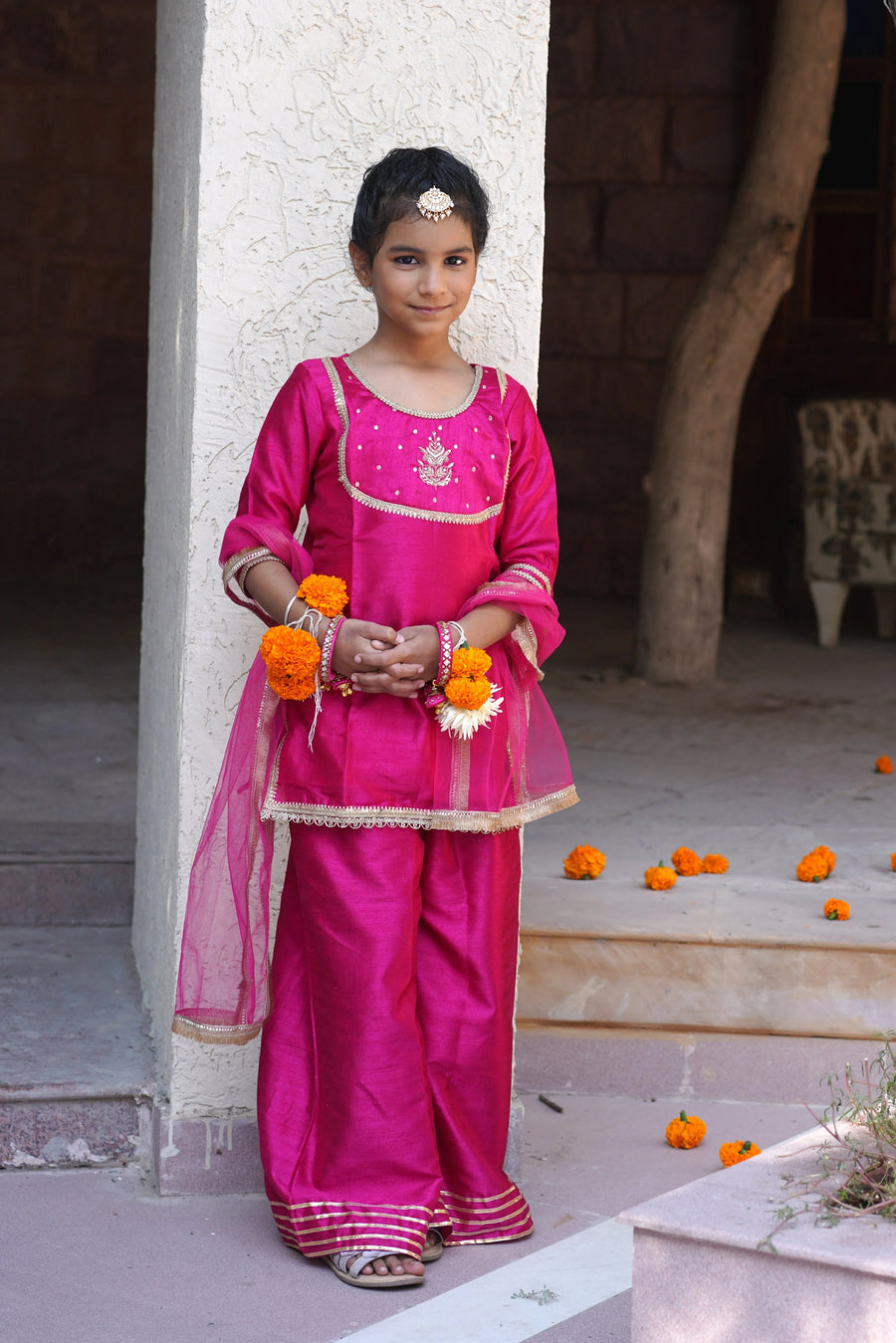 Rani Patola Punjabi Dress for Girls – Front View
