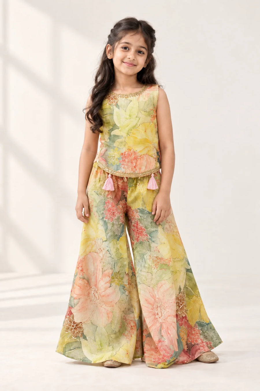 Pastel Floral Indo-Western Set for Girls