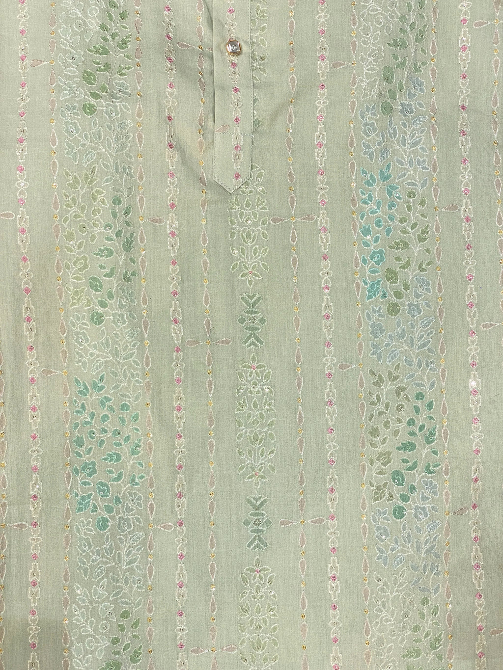 Pastel Green Floral Kurta Pant Set