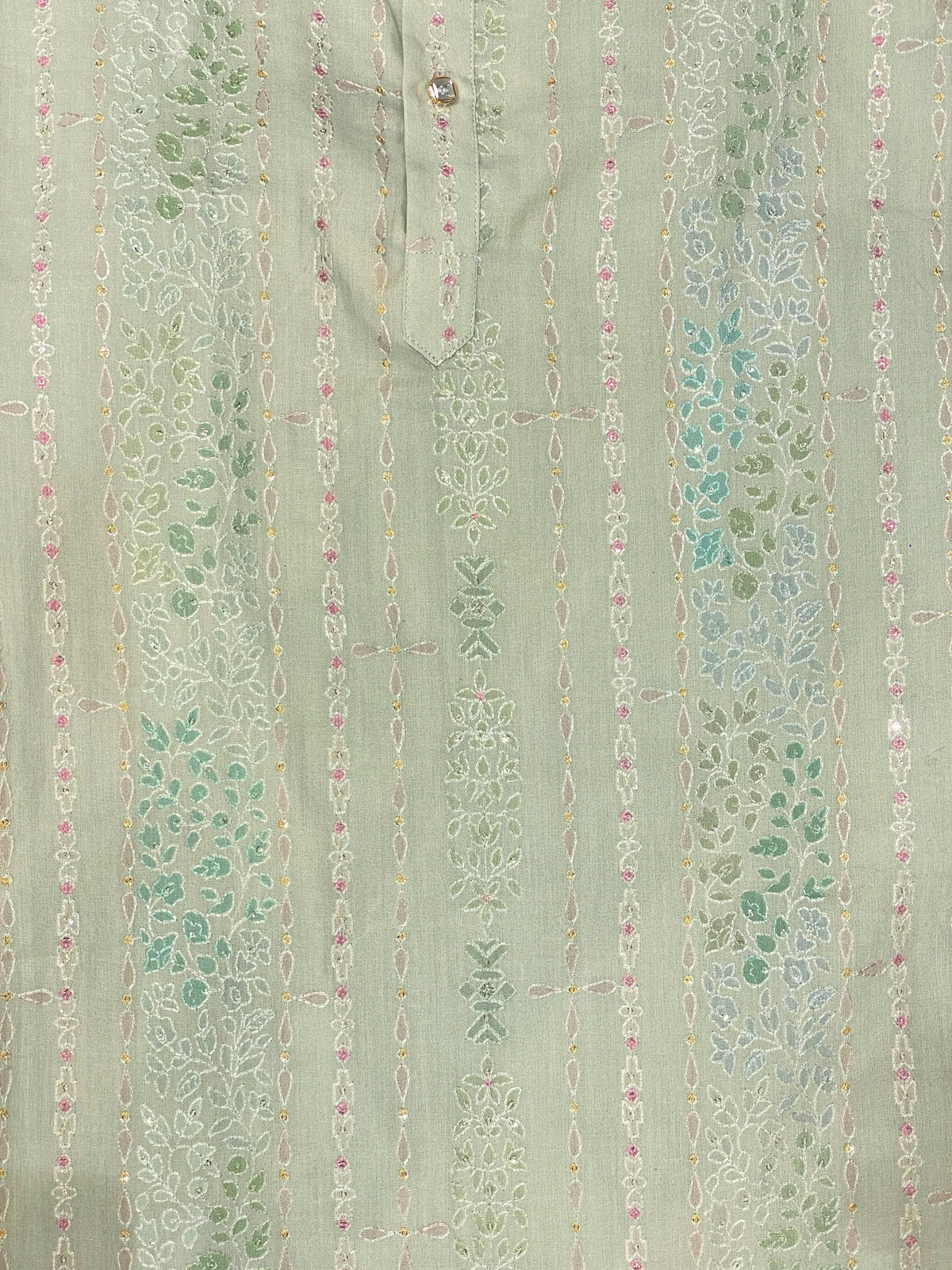 Pastel Green Floral Kurta Pant Set